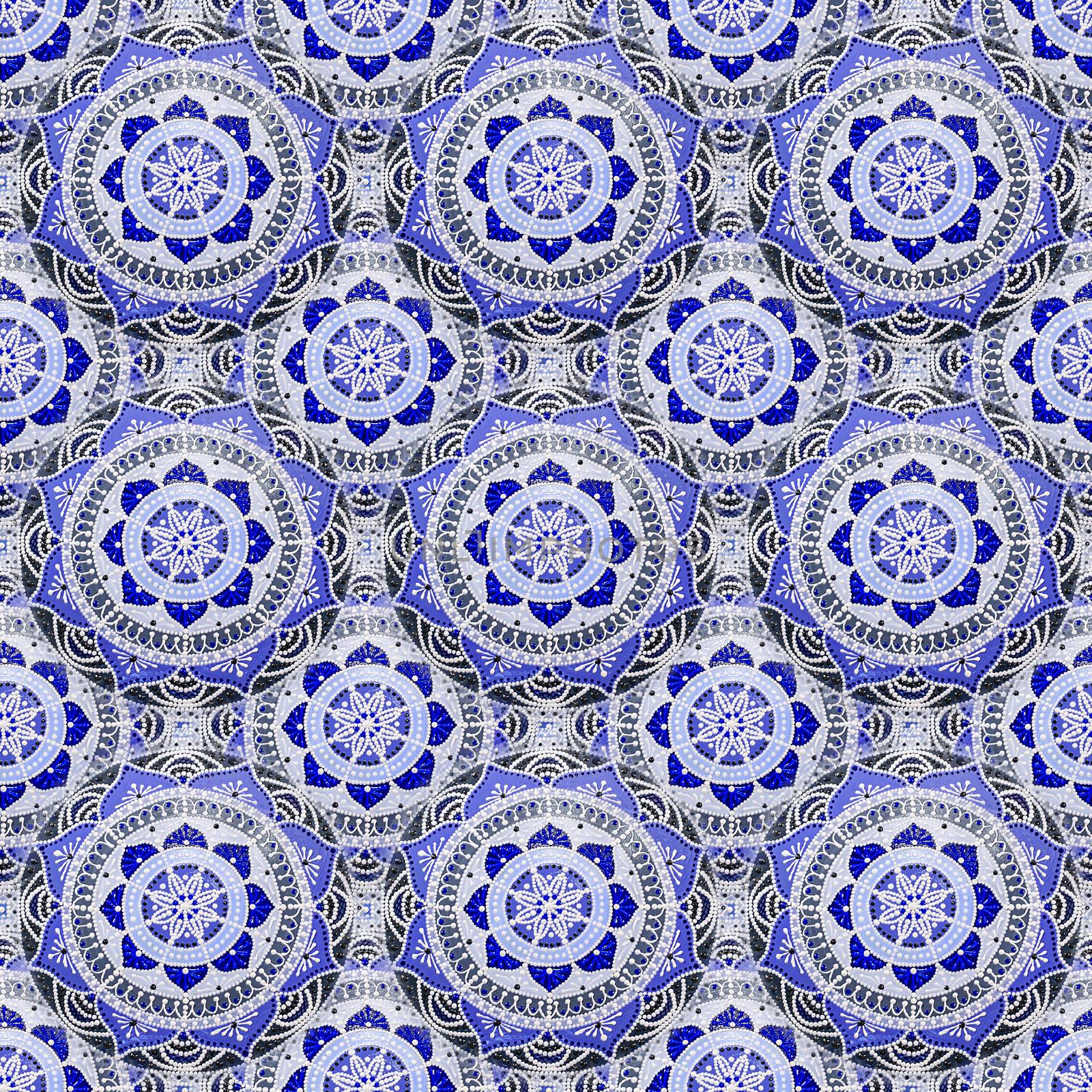 Seamless background from a set of decorative ceramic dishes hand-painted with acrylic paints with a floral pattern.