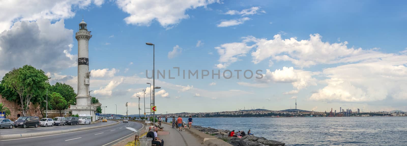 Istambul, Turkey – 07.12.2019. Ahirkapi Lighthouse in istanbul on a cloudy summer day