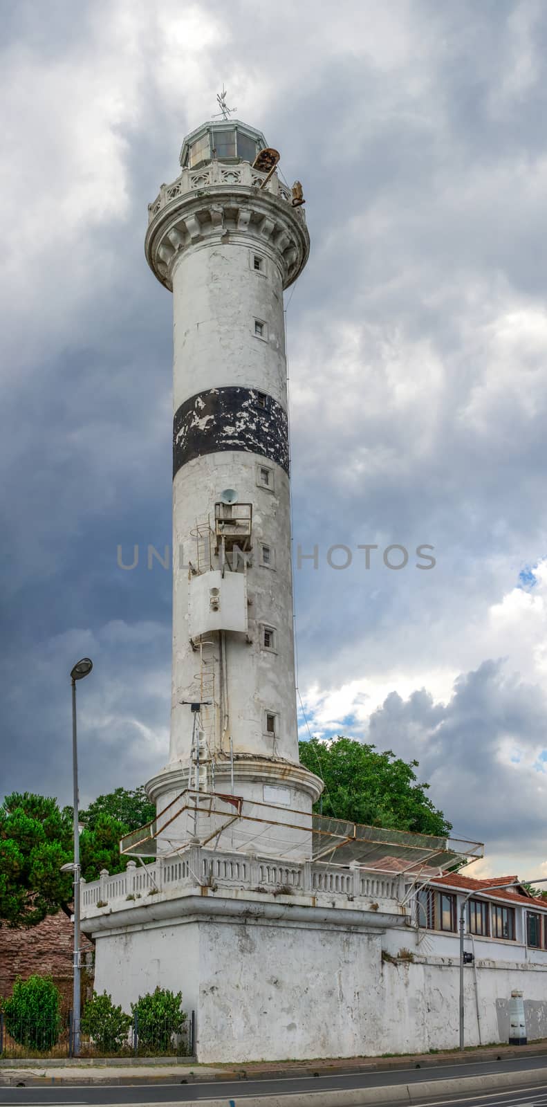 Istambul, Turkey – 07.12.2019. Ahirkapi Lighthouse in istanbul on a cloudy summer day