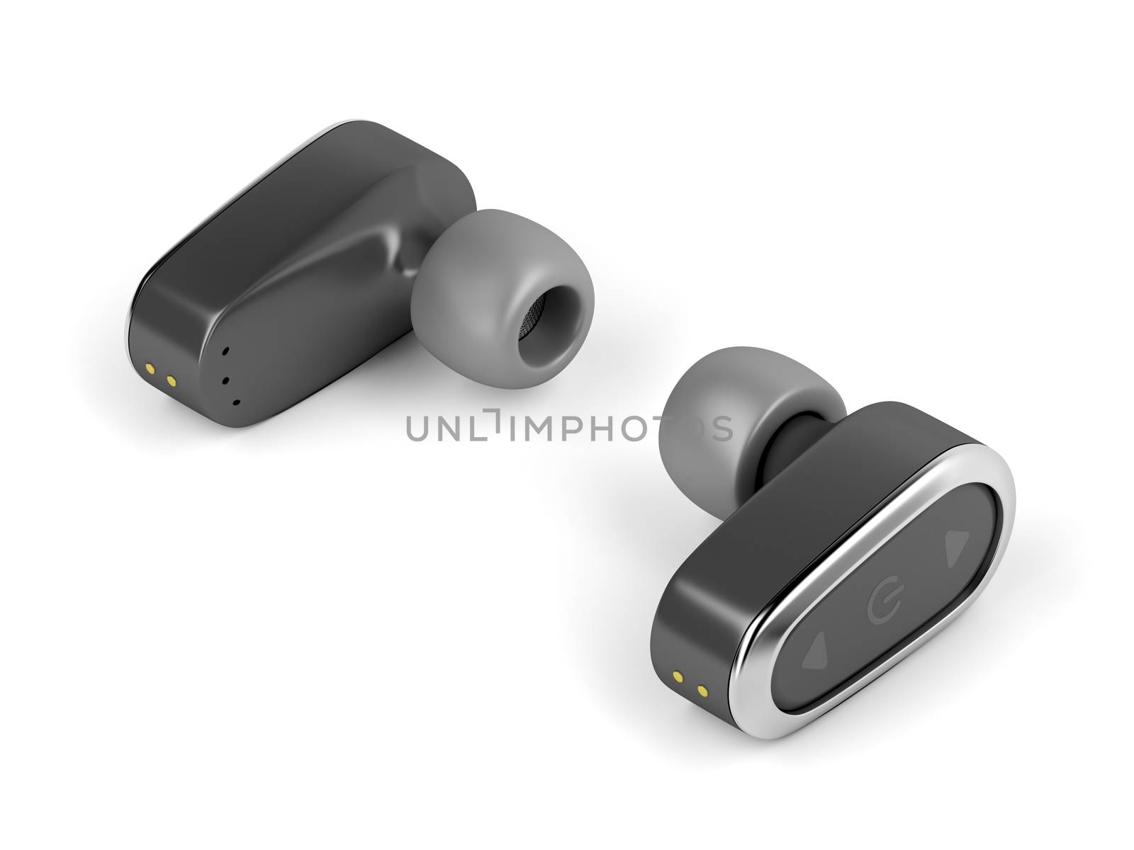 Black wireless headphones on white background