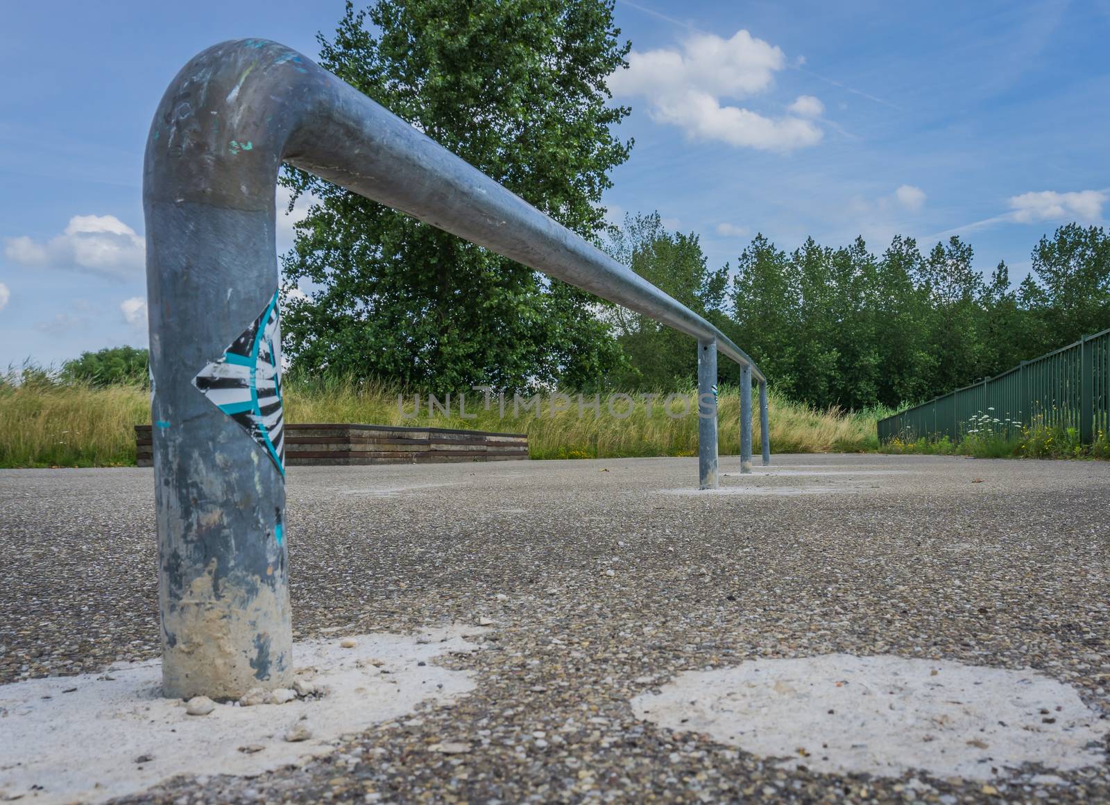 skate railing for grinding in close up