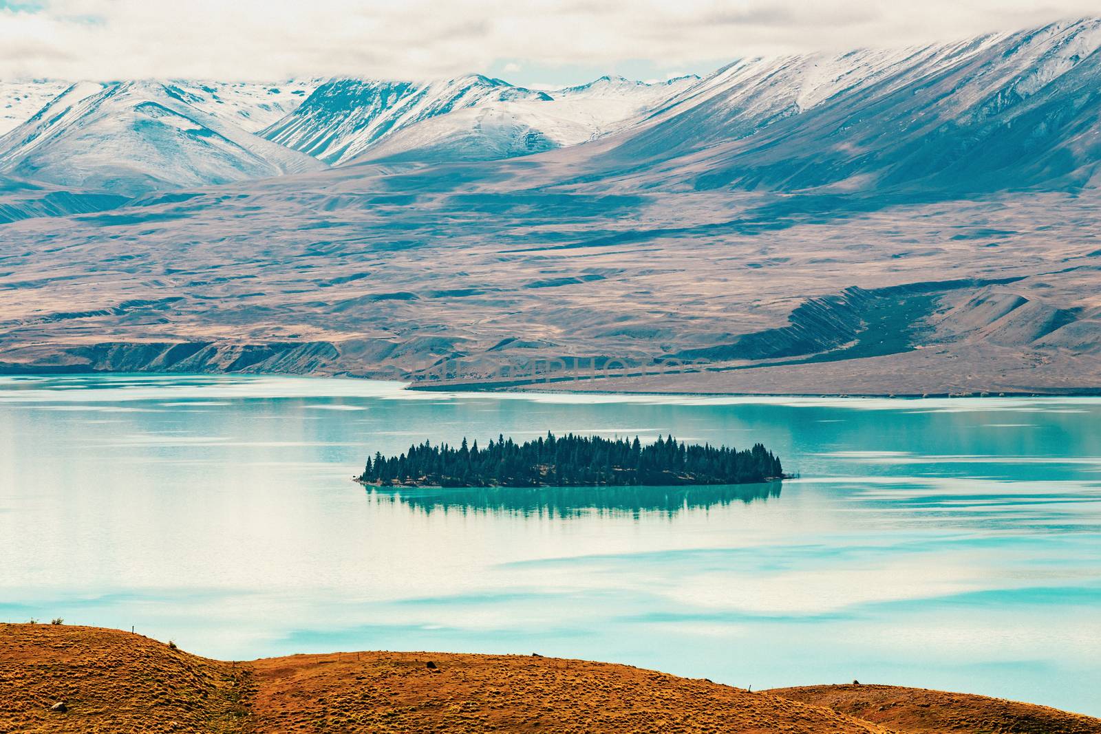 amazing landscapes viewed from Tekapo observatory, New Zealand