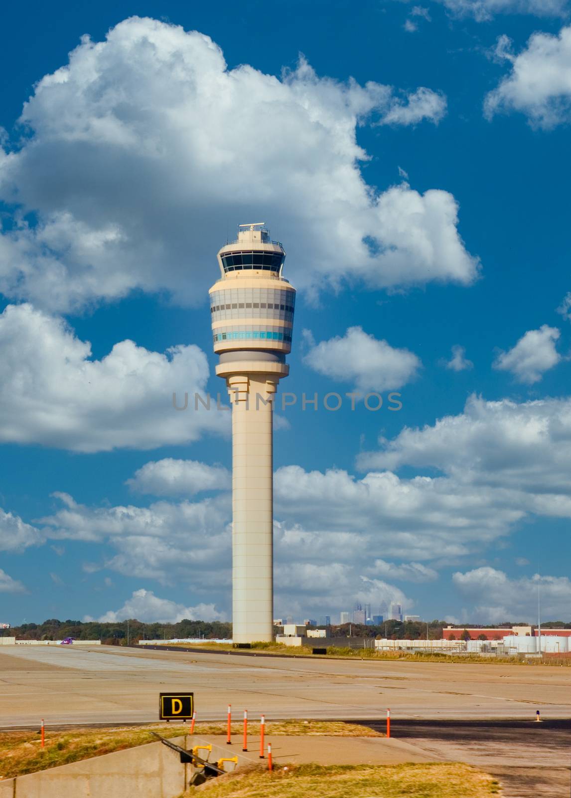 Airport Control Tower Past Runway by dbvirago