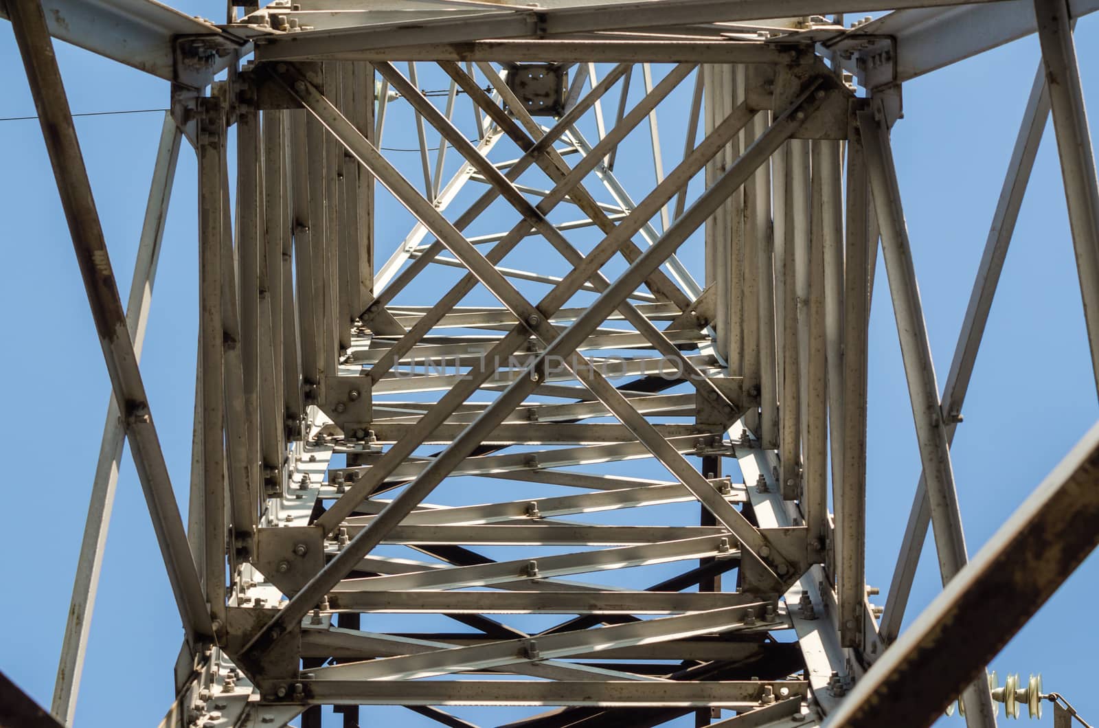 high voltage line tower structure industrial background