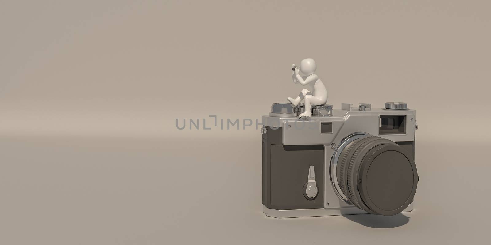 3d illustrator, 3d rendering of the  Photographer and camera.