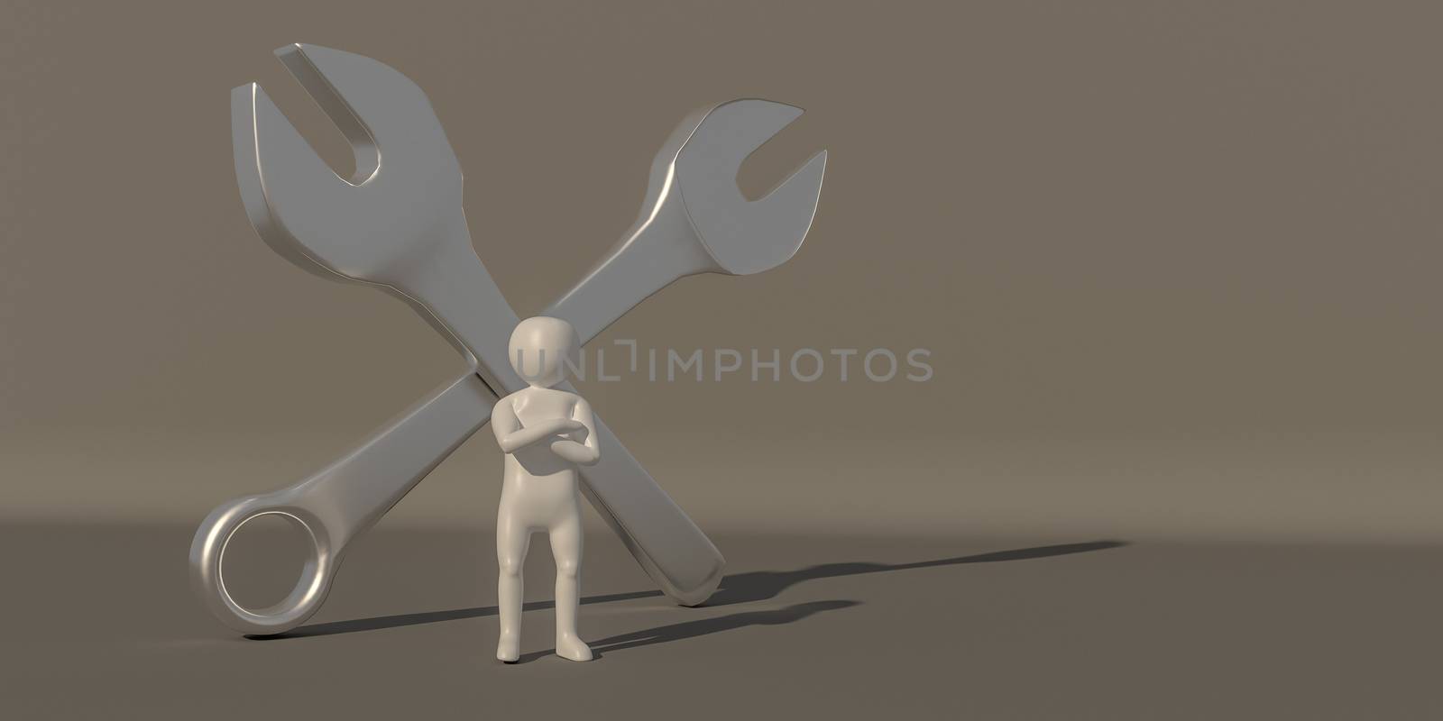 3d illustrator group of career Maintenance  symbols on a gray background, 3d rendering of the Mechanic work. Includes a selection path.