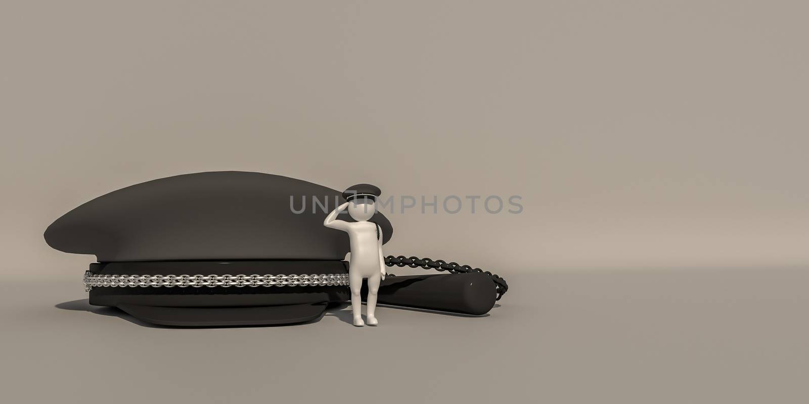 3d illustrator, 3d rendering of the White characters in security safety uniform.