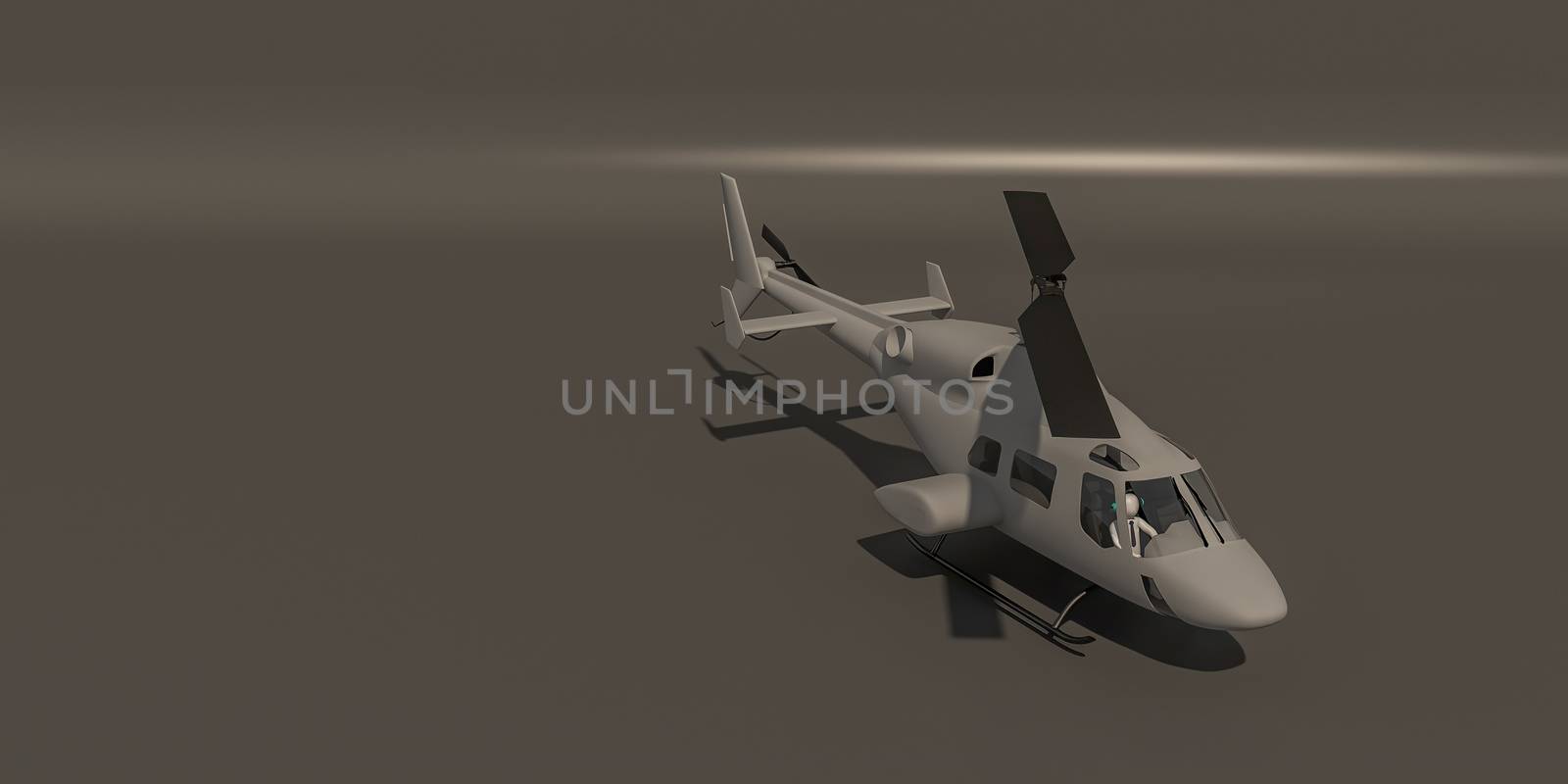 3d illustrator, 3d rendering of the white characters and diving drives a helicopter.