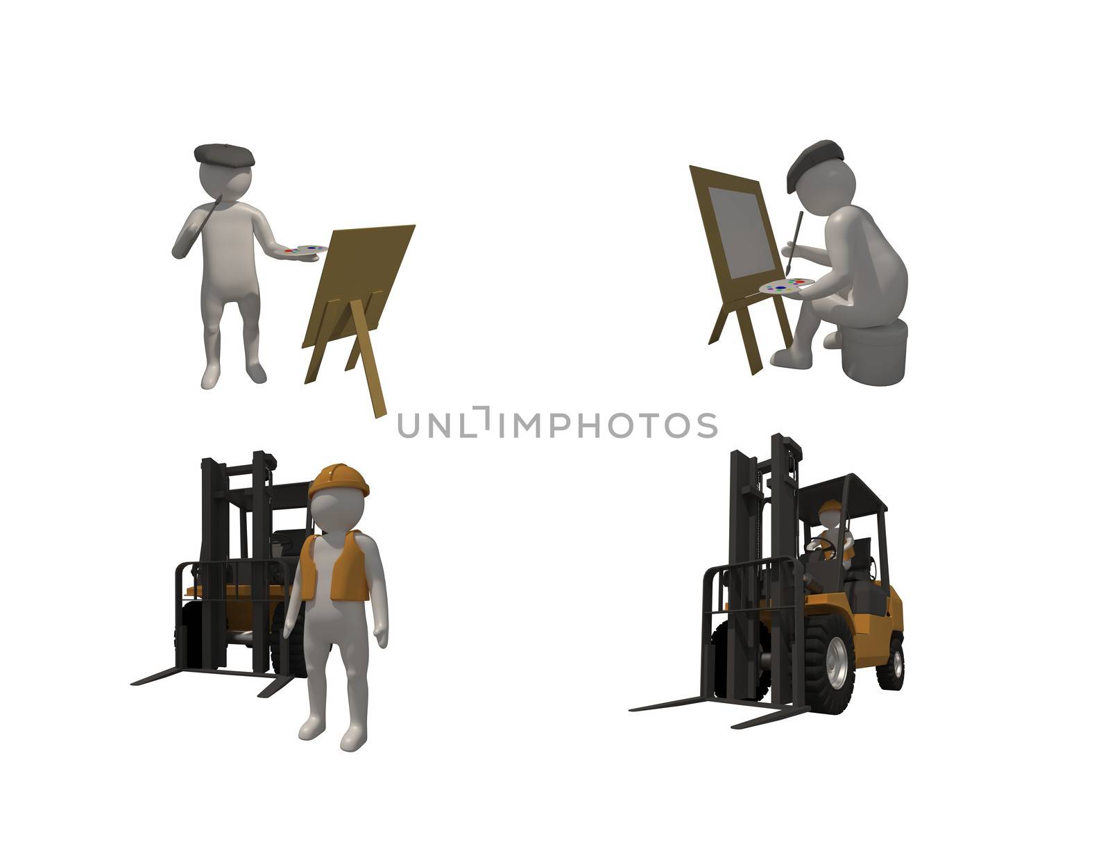 3d illustrator, 3d rendering of the white character on white backgroud.