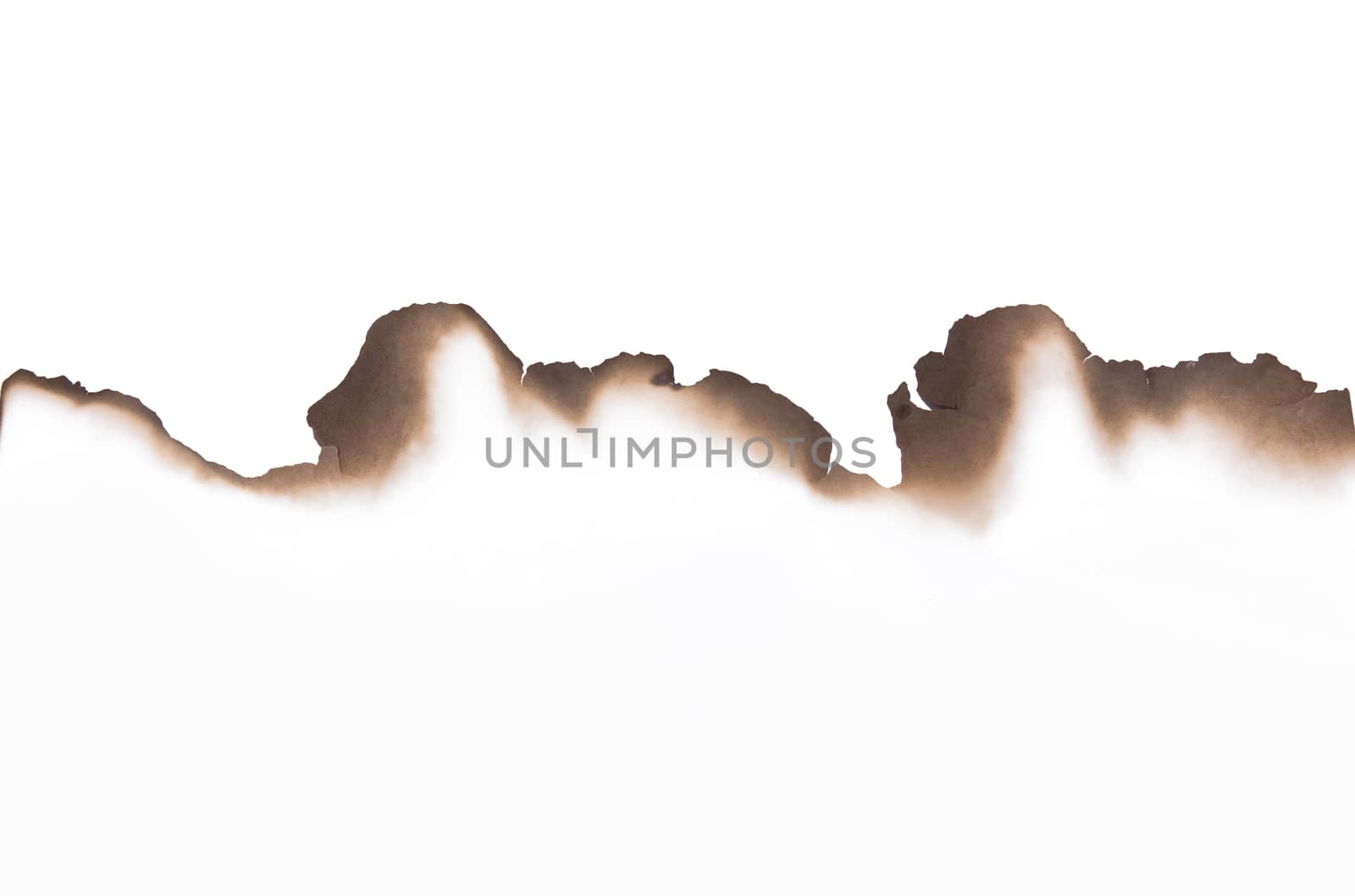 Paper burned old grunge on white background with clipping path

