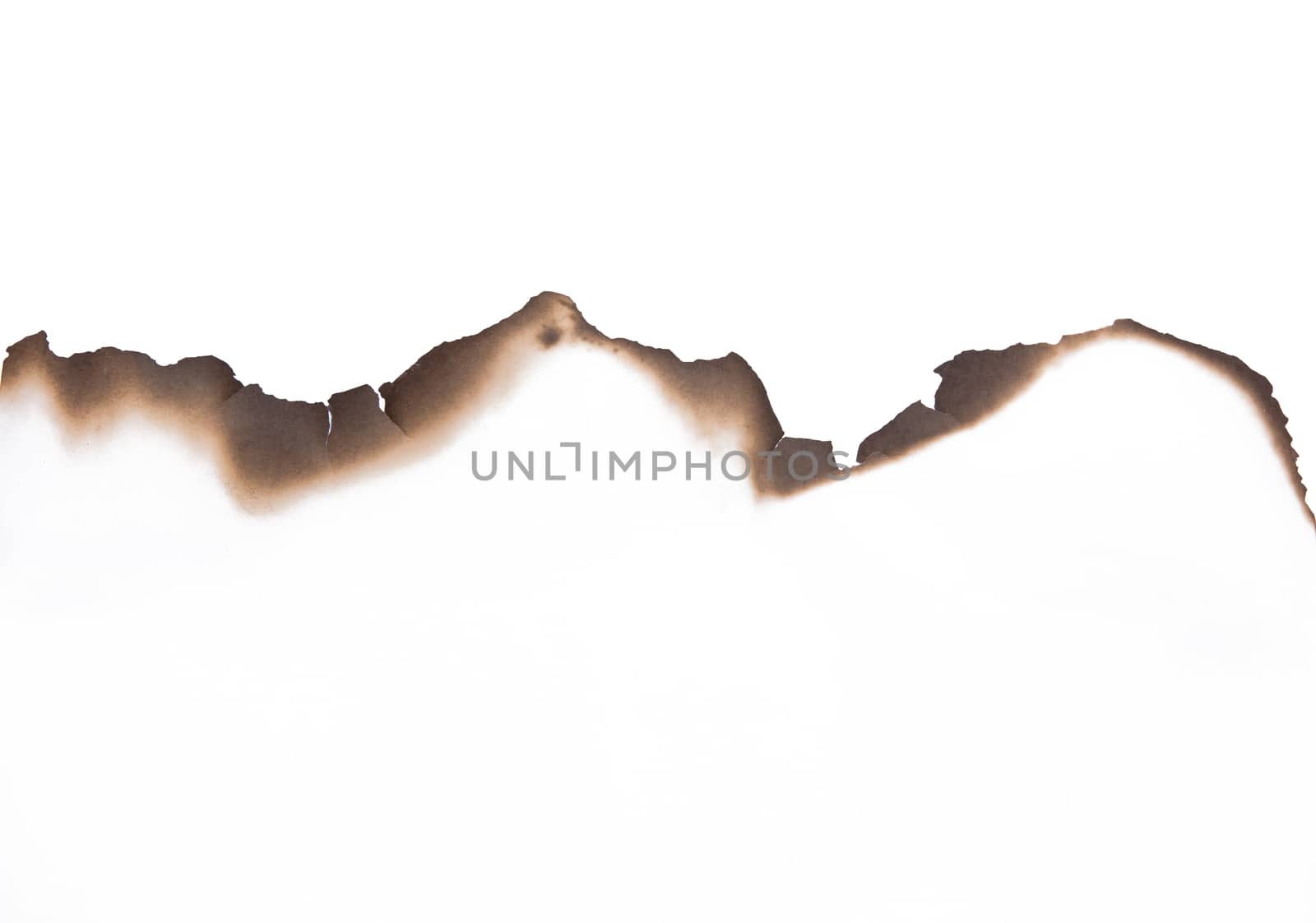 Paper burned old grunge on white background with clipping path
