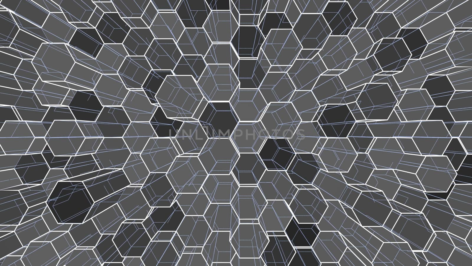 Abstract background of colorful outline hexagons by cherezoff