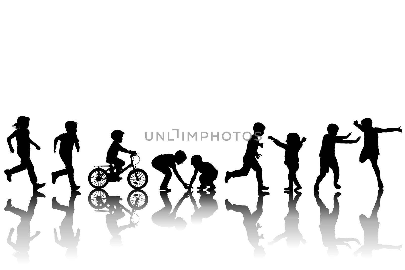 Silhouettes of children playing by hibrida13