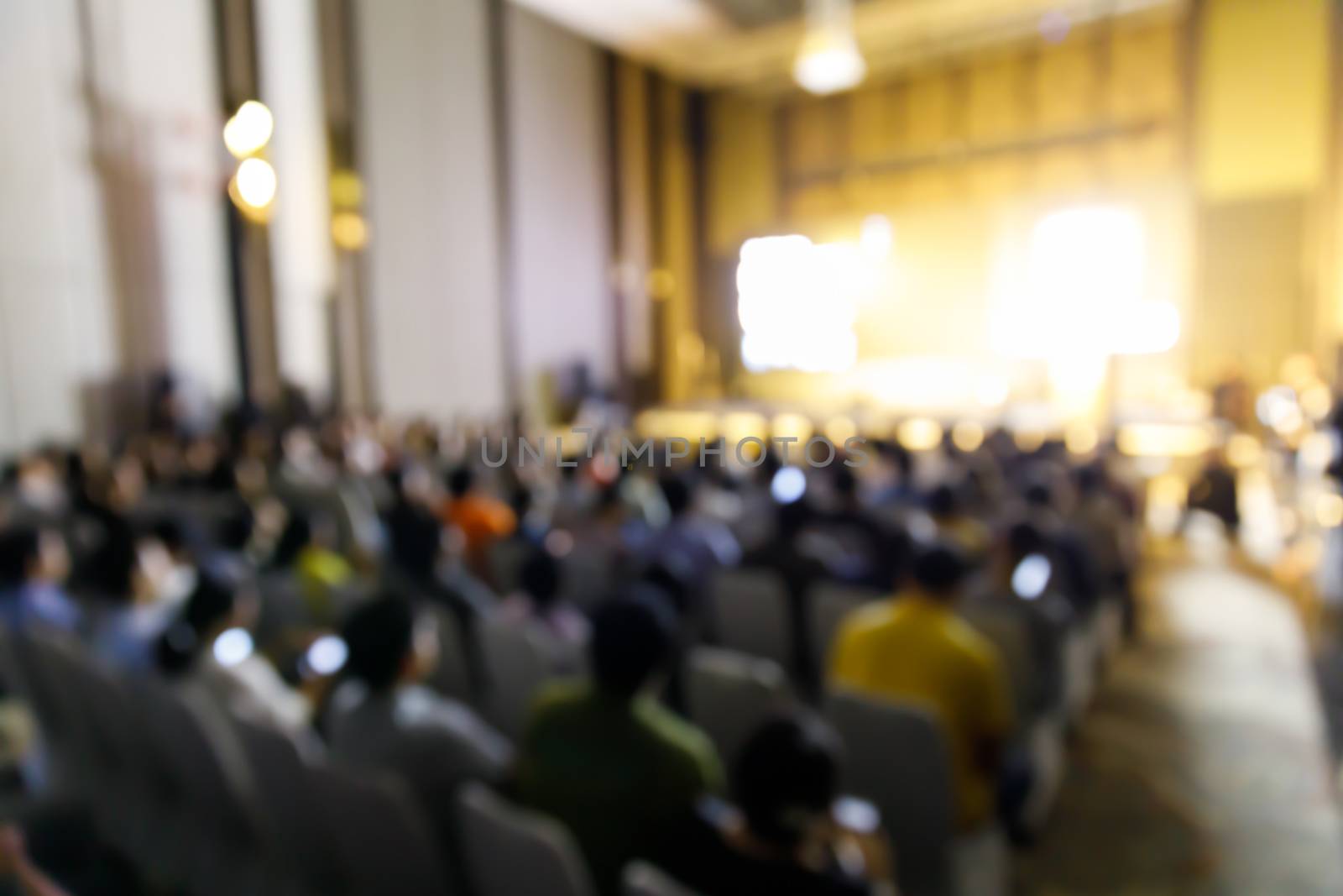 Abstract blur audience people in press conference event or corporate seminar meeting