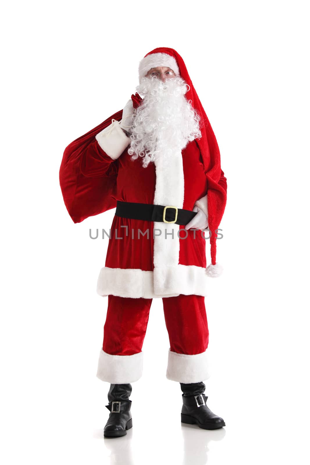 Santa Claus in red costume isolated on white background