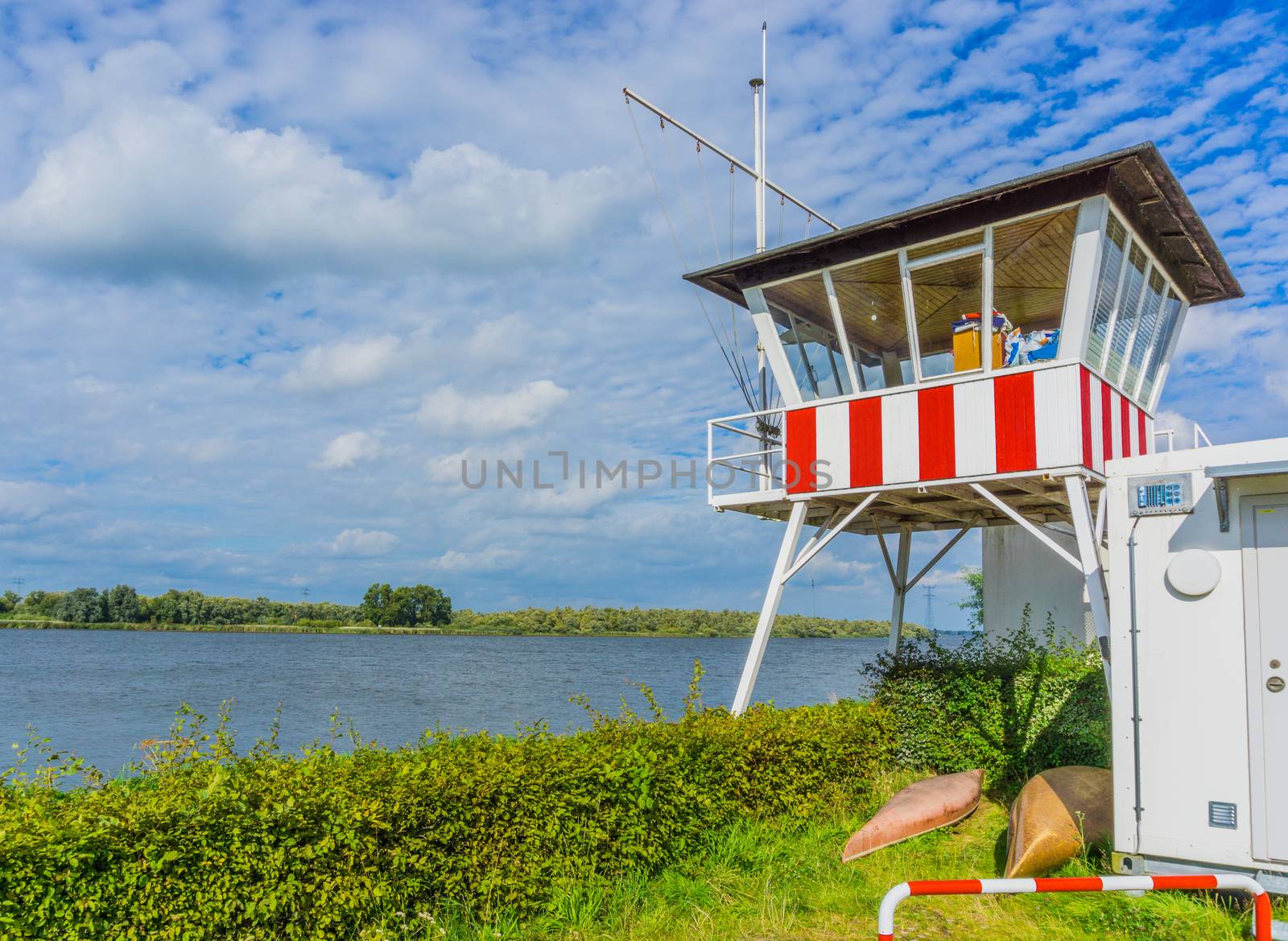 lifegaurd house at a river landscape