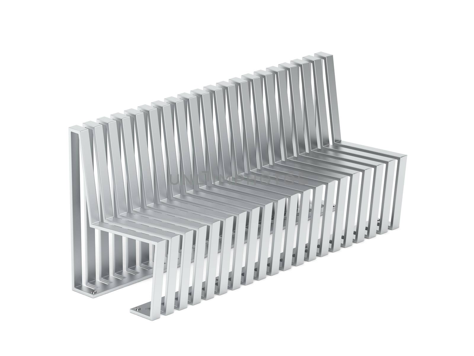 Modern designed metal bench on white background