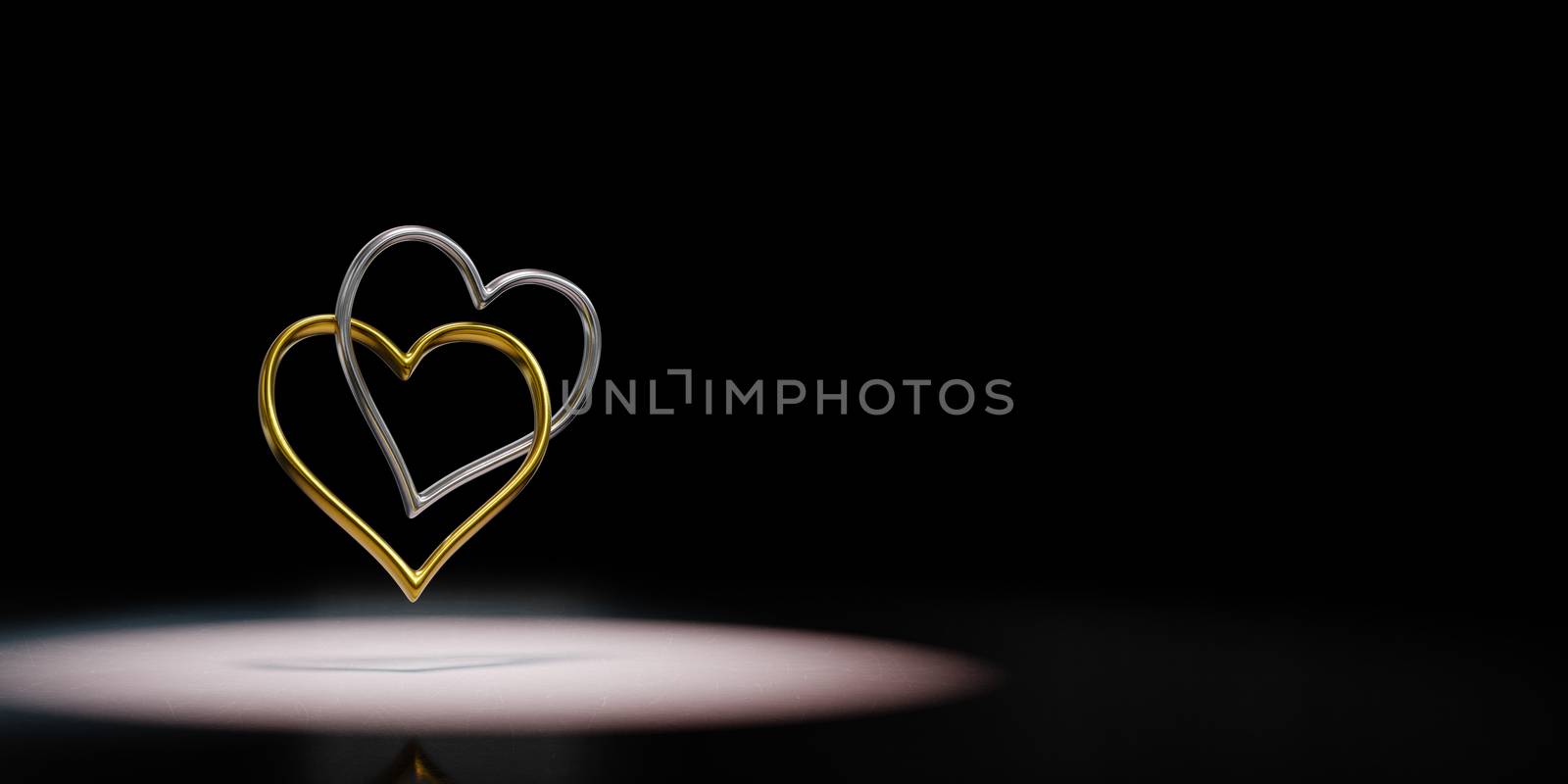 Couple of Chained Heart Shaped Rings 3D Illustration by make