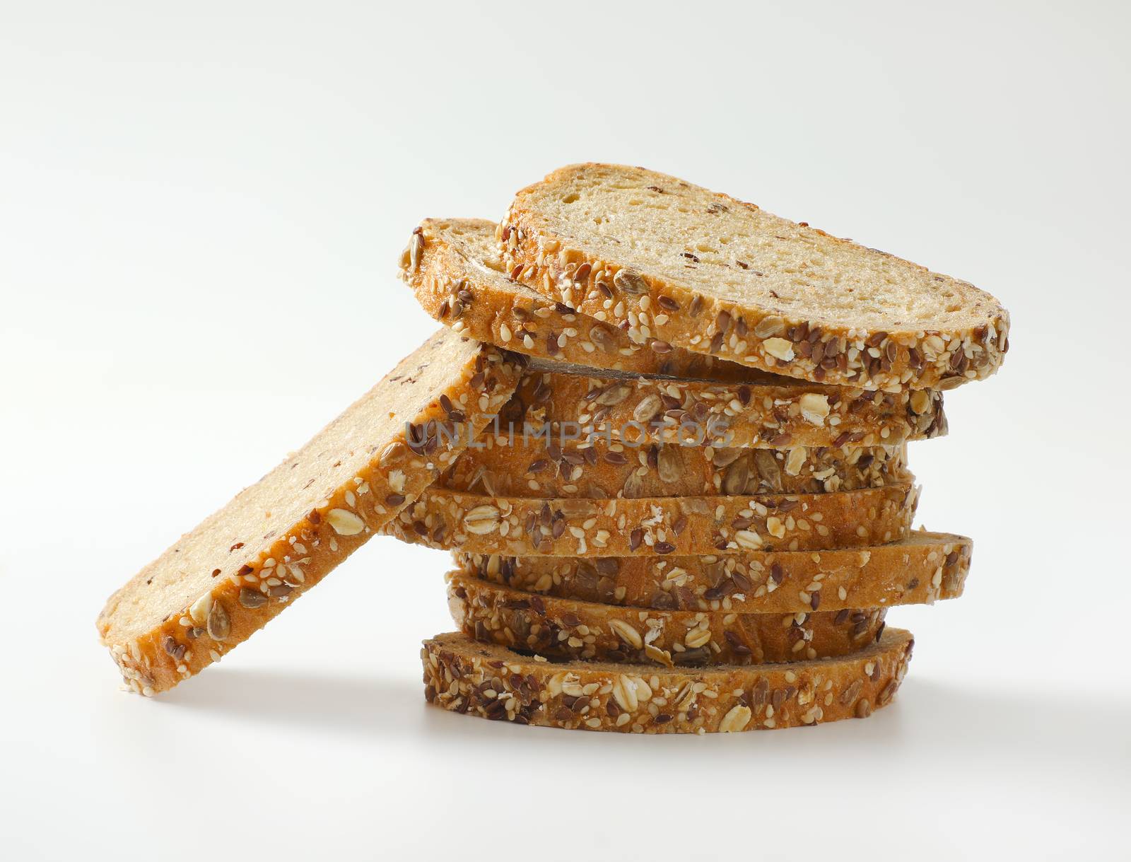 Stack of slices of whole grain bread