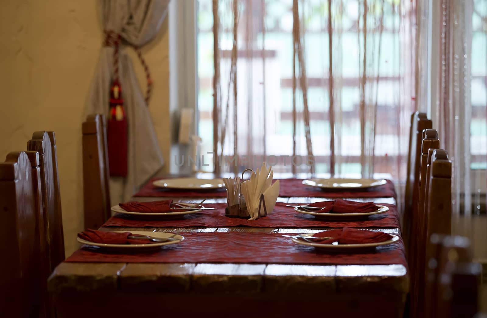 The restaurant .Empty restaurant. Table setting. by Sviatlana