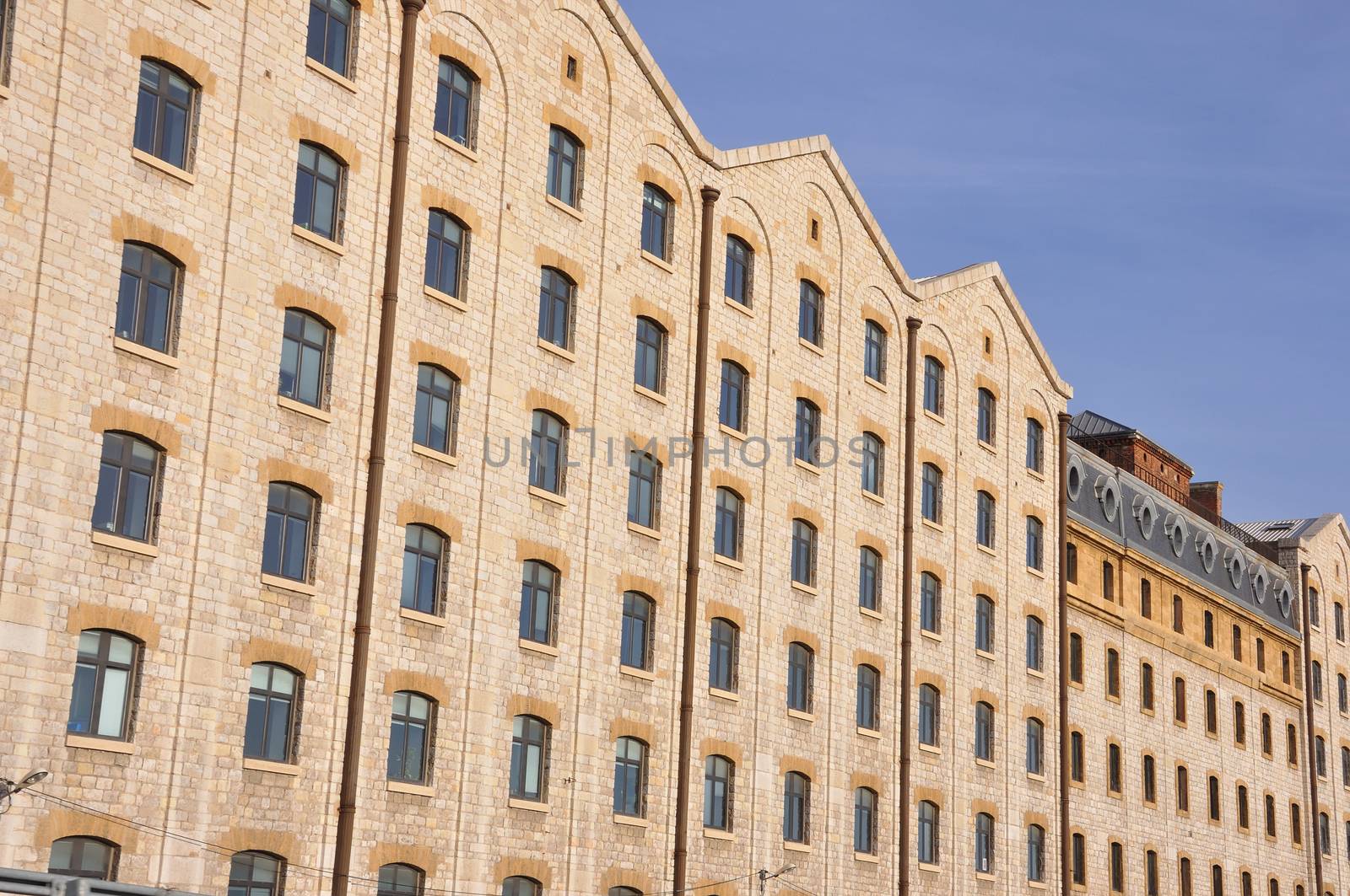 building of the docks of Marseille. old factory, stone building