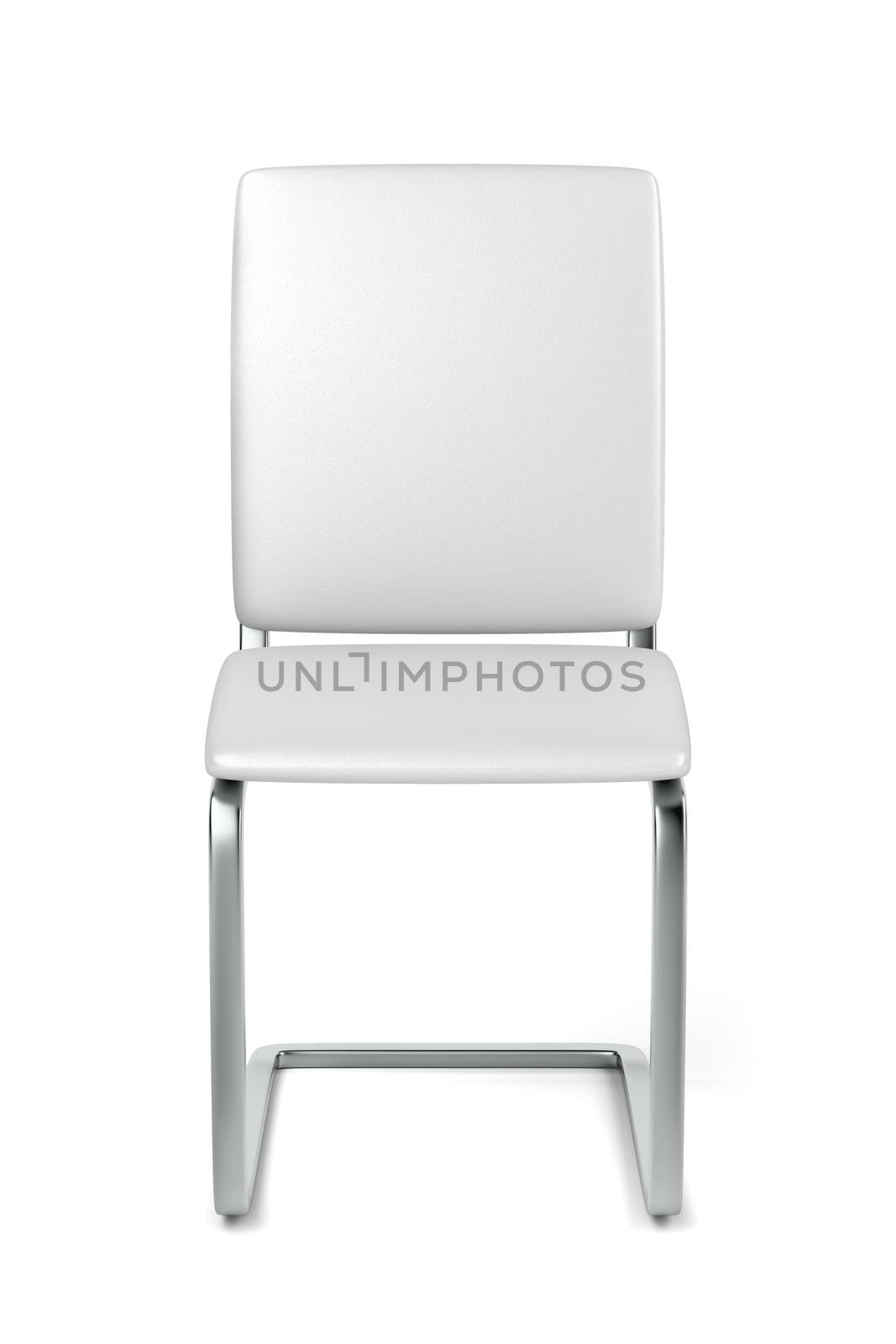 Front view of modern leather dining chair on white background