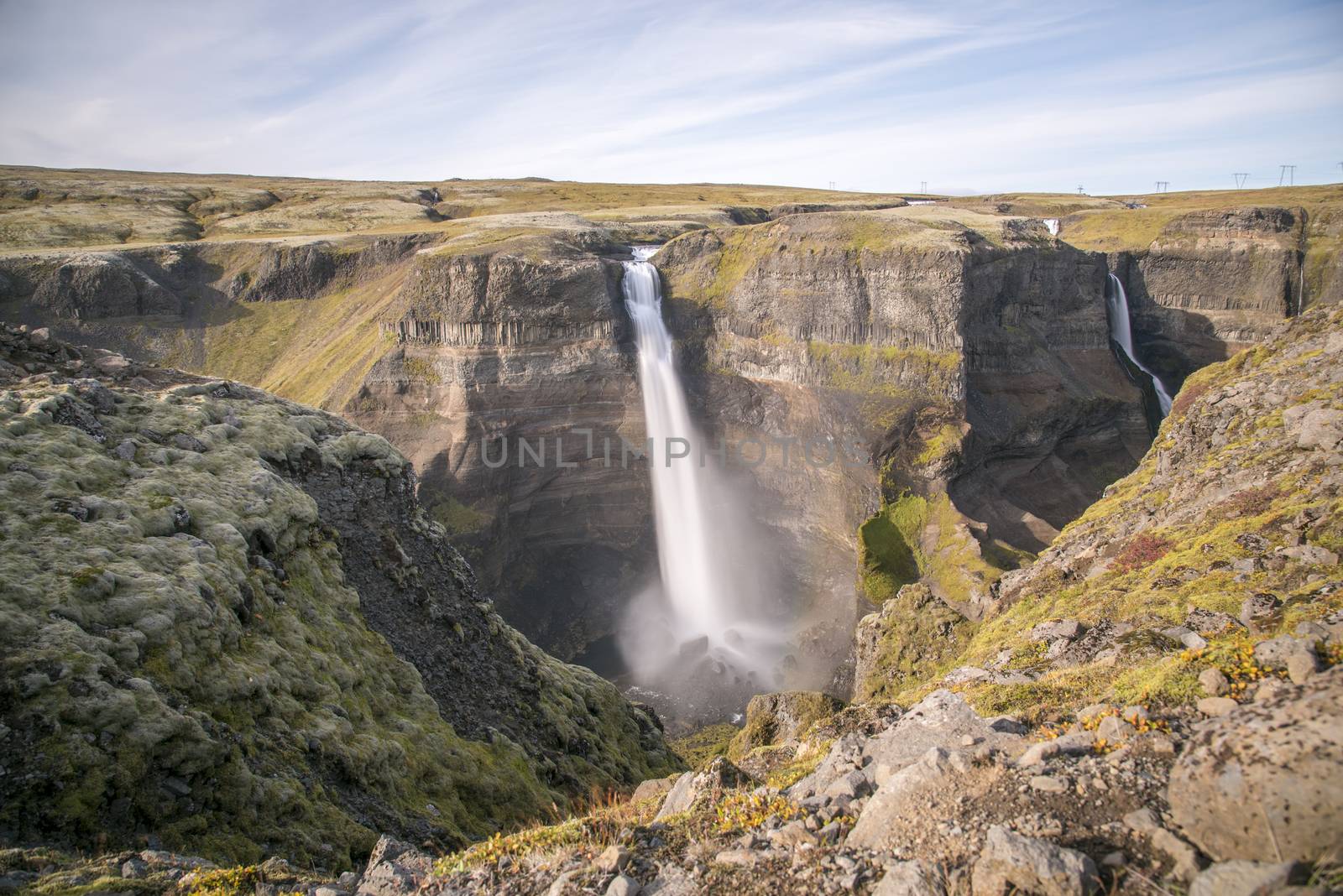 In South-Iceland on the edge of the highlands one can find the second highest waterfall in Iceland, not counting the waterfalls found in MosÃ¡rjÃ¶kull glacier recently. This waterfall is called HÃ¡ifoss waterfall or the Tall Falls. HÃ¡ifoss is 122 meters high and is situated in FossÃ¡ river, which is a spring water tributary of the glacial river ÃžjÃ³rsÃ¡, Iceland`s longest river.