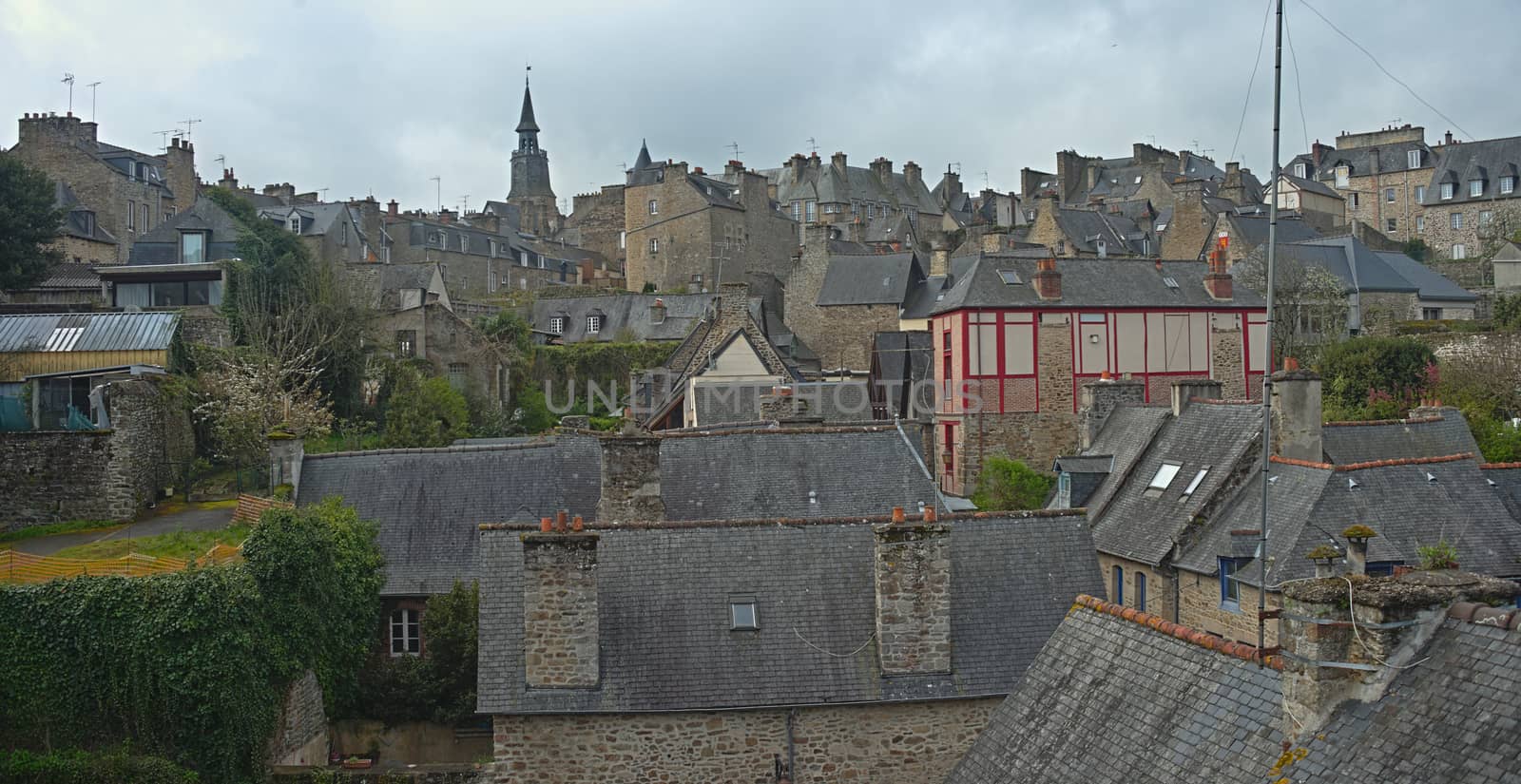 Scenic view from fortress on city of Dinan, France by sheriffkule