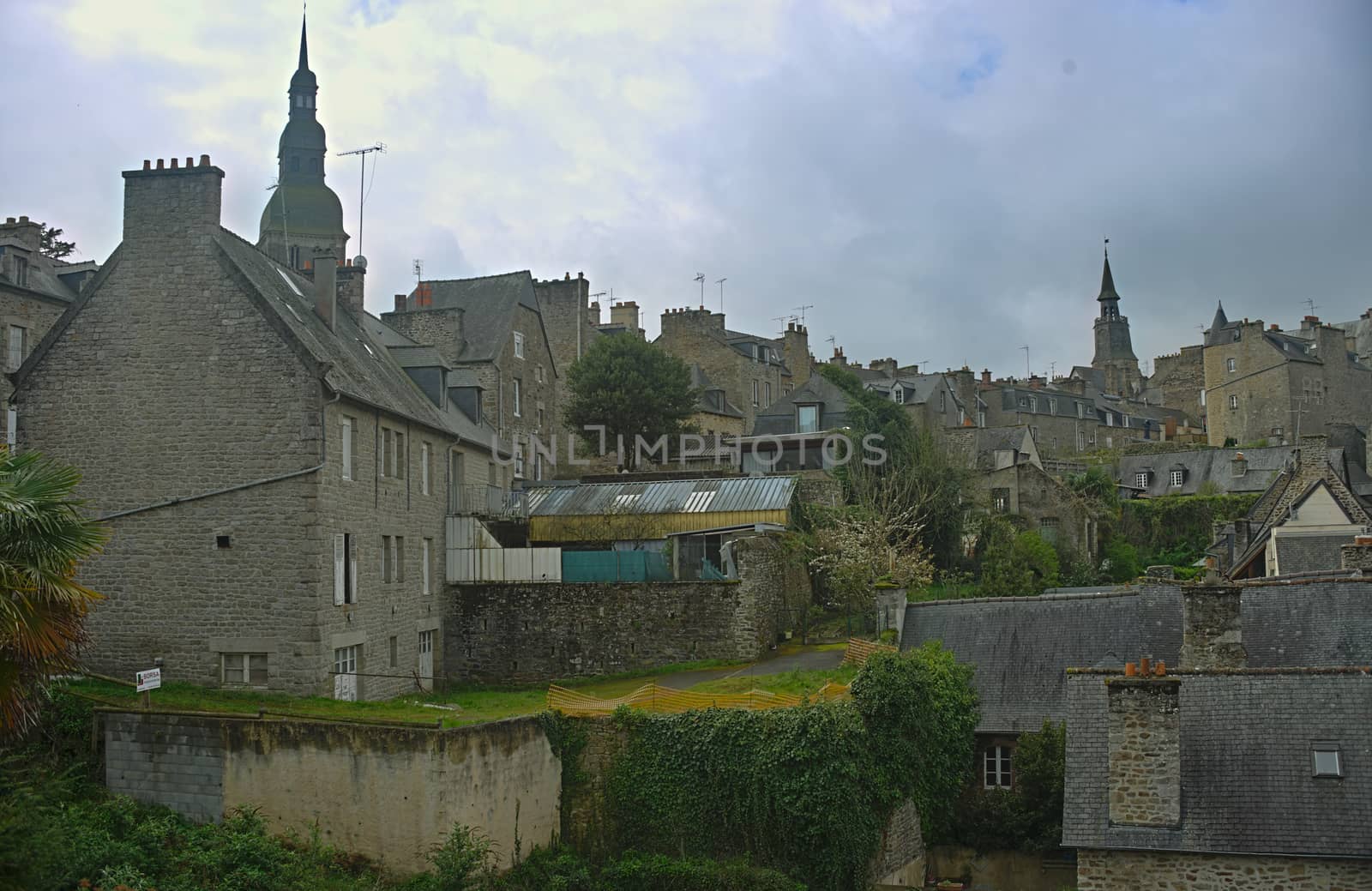 Scenic view from fortress on city of Dinan, France
