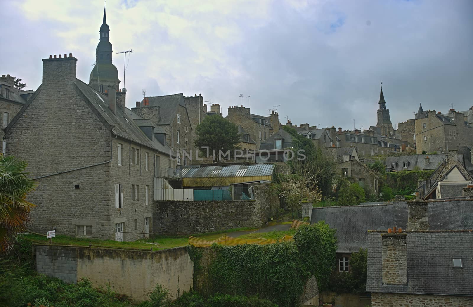 Scenic view from fortress on city of Dinan, France by sheriffkule