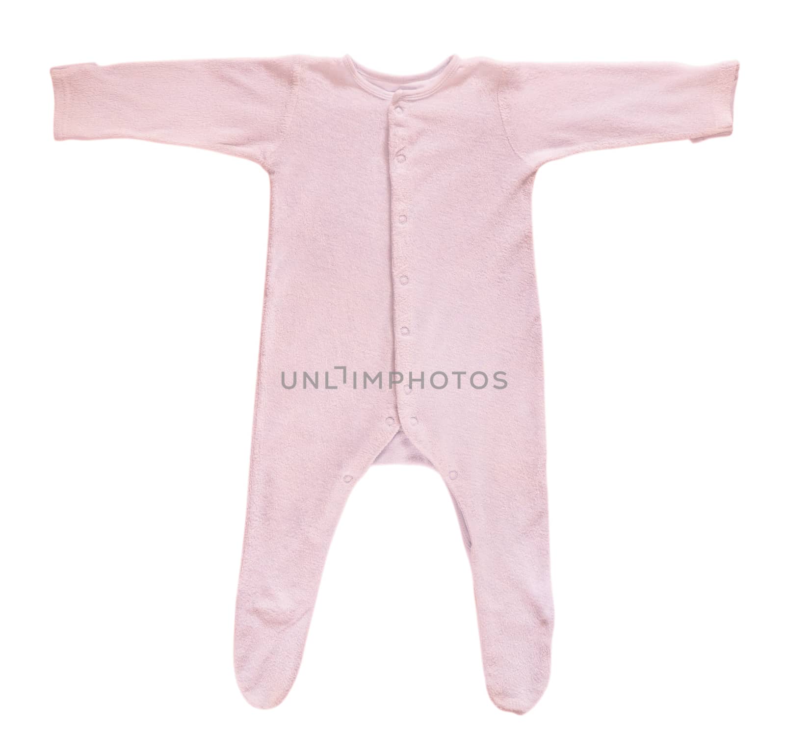 Pink baby sleeper isolated on white by fascinadora