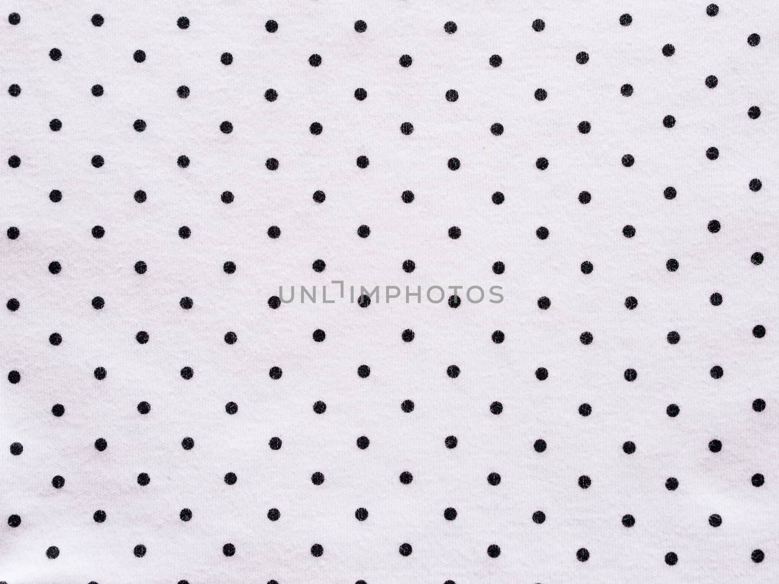 Black and white polka dot fabric background and texture