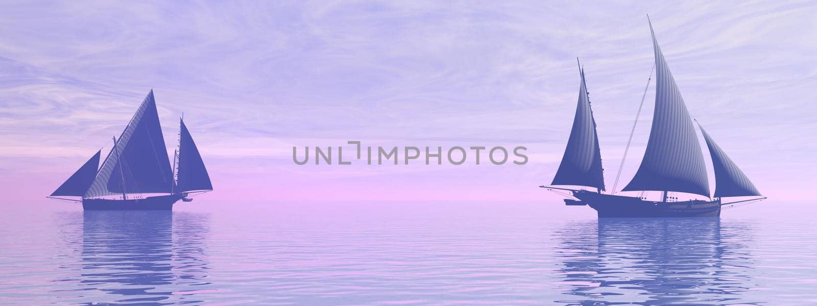 very beautiful old boat traveling on the sea and sky - 3d rendering