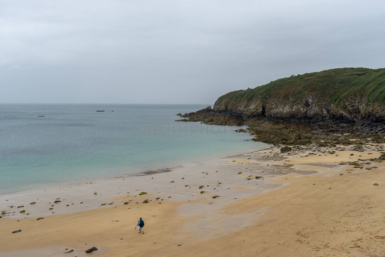 Bretagne of France sea coast hiking trail of tourism