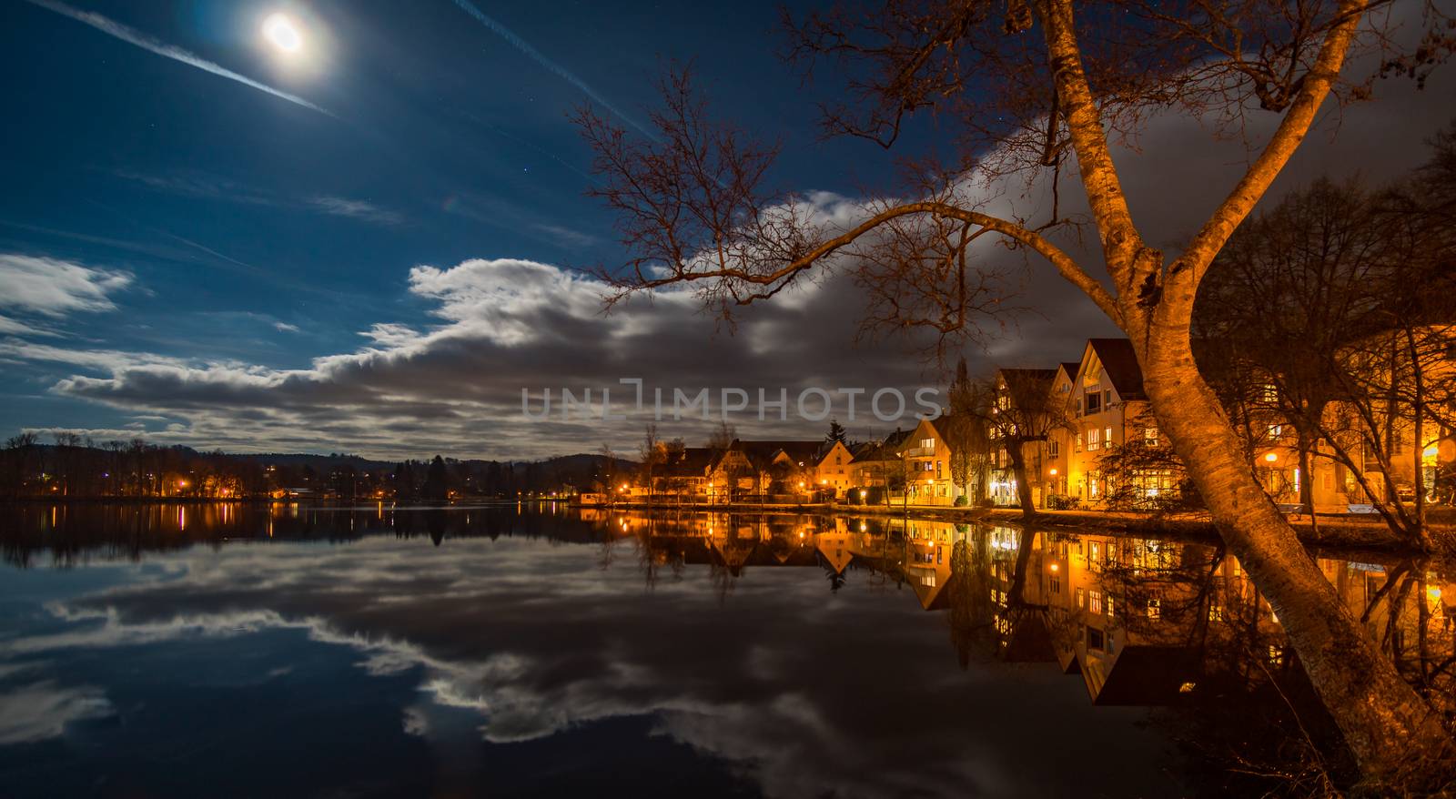 A beautiful super full moon night in Bad Waldsee, a little town near Ravensburg, Oberschwaben.