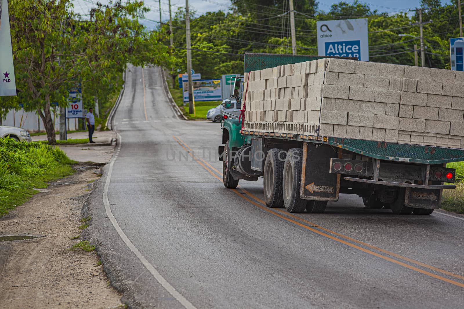 BAYAHIBE, DOMINICAN REPUBLIC 26 JANUARY 2020: Old truck on the road