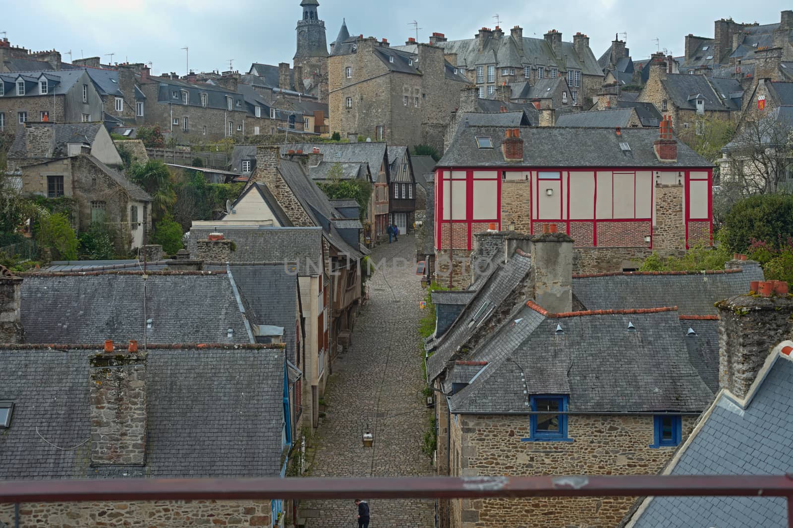 Scenic view from fortress on city of Dinan, France by sheriffkule