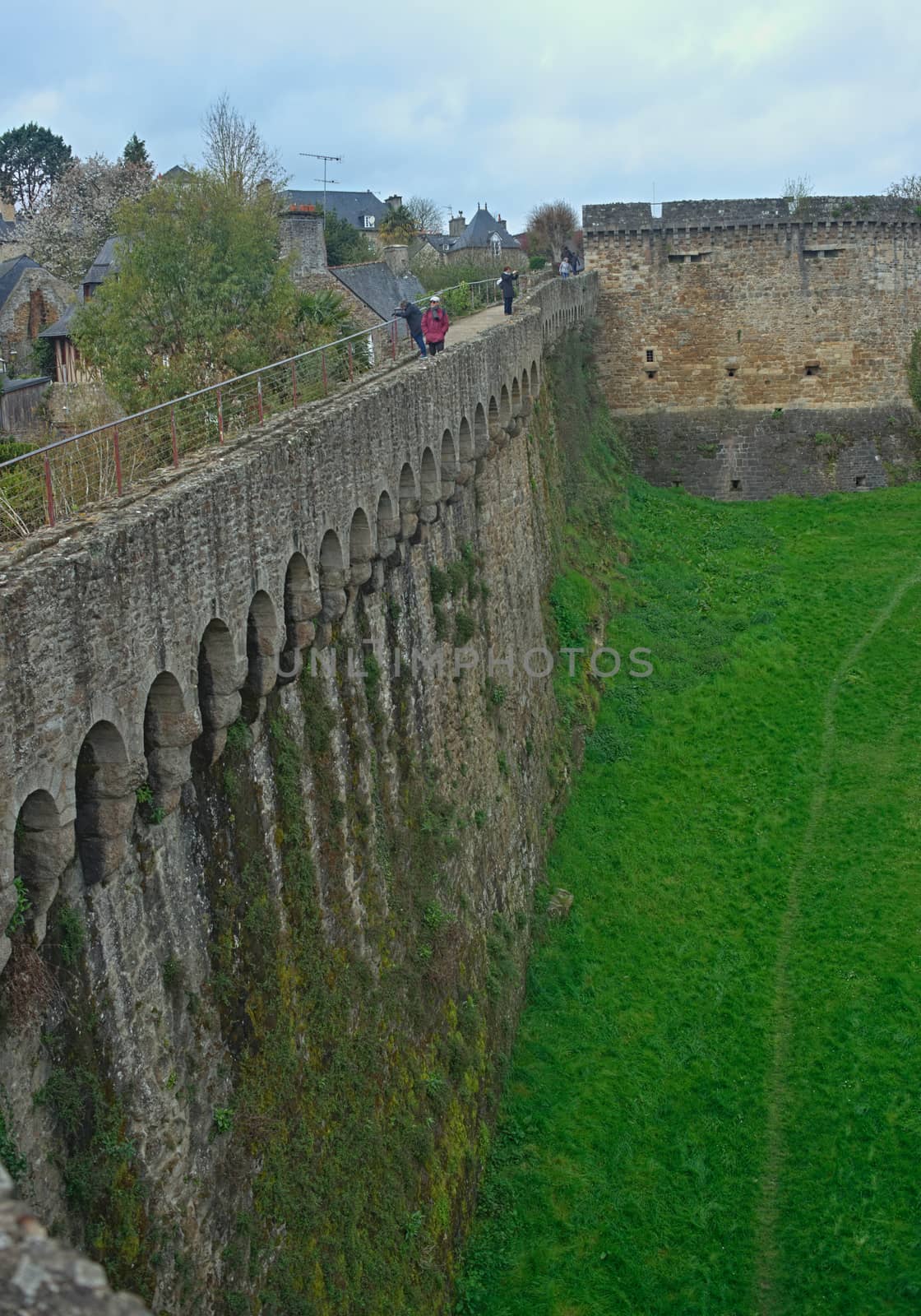 View on huge stone walls at Dinan fortress, France by sheriffkule