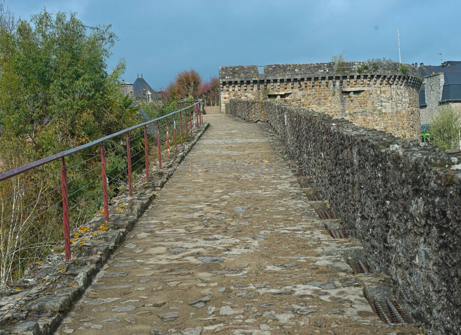 Stone walking path on top of Dinan fortress walls by sheriffkule