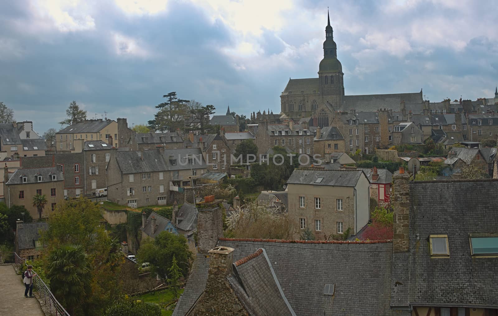 Scenic view from fortress on city of Dinan, France