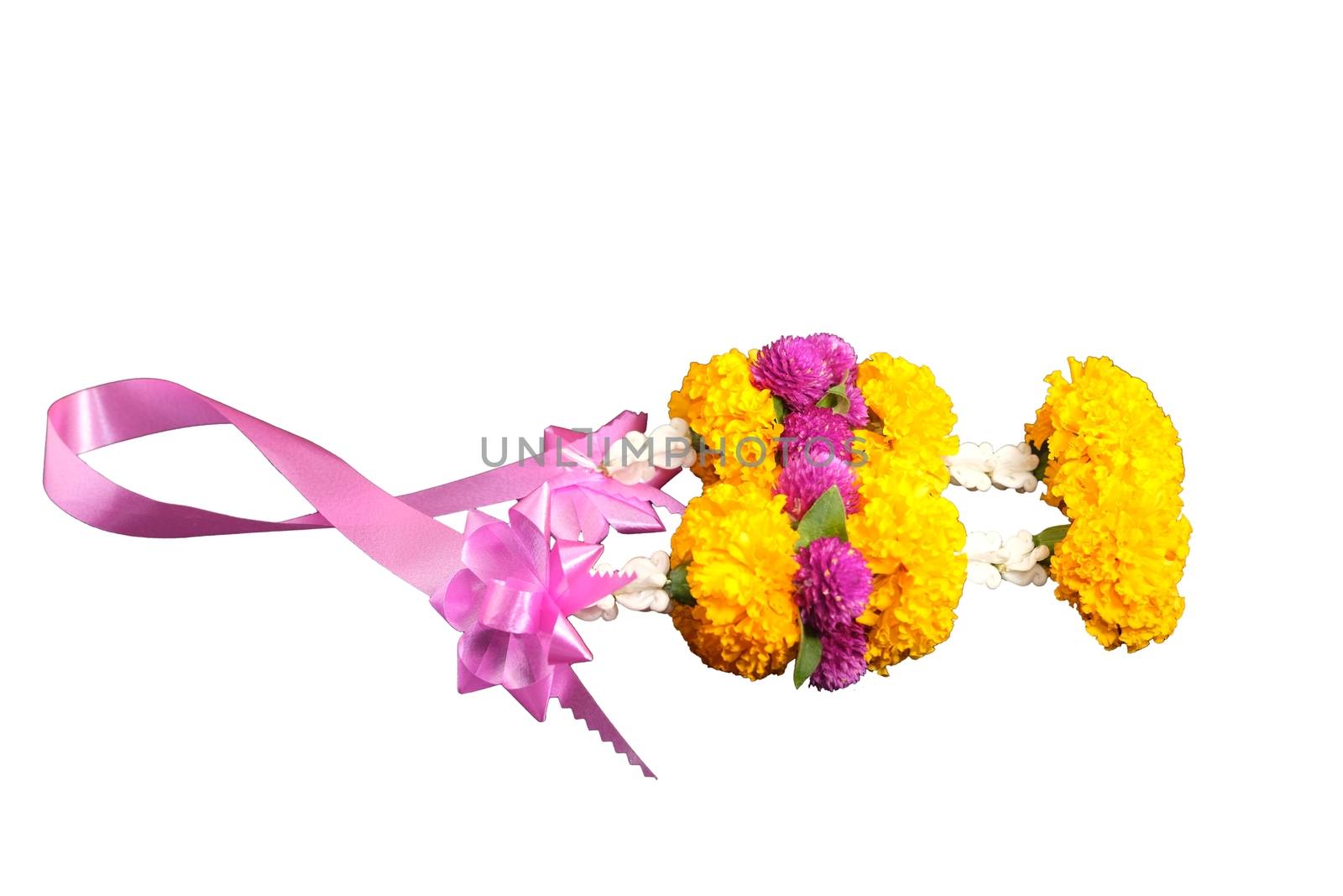 A Garlands Of Flowers on the white background with space for put text