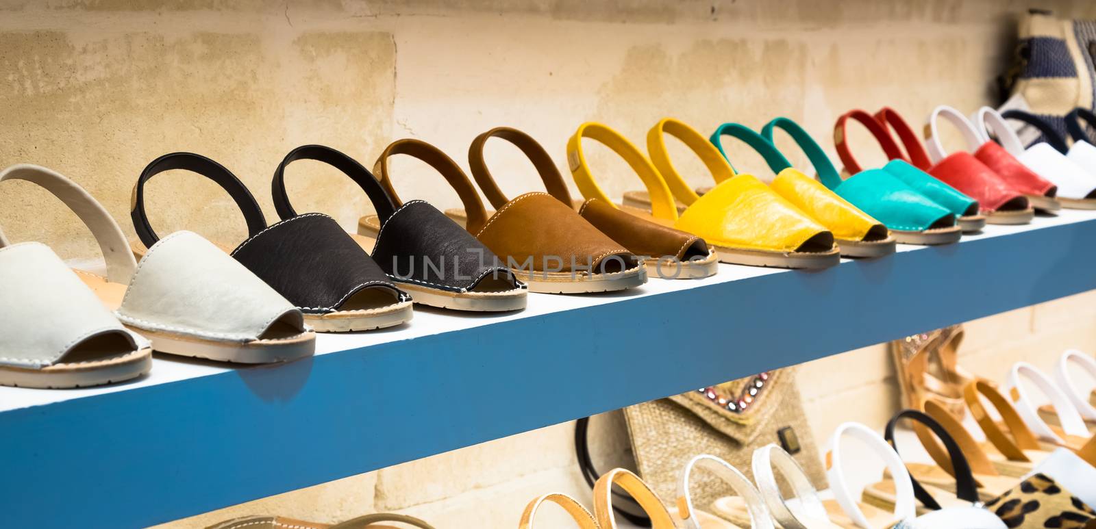 Traditional Menorca sandals - named Avarca - in exposition