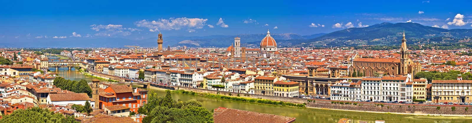 City of Florence aerial historic center panoramic view, Tuscany region of Italy