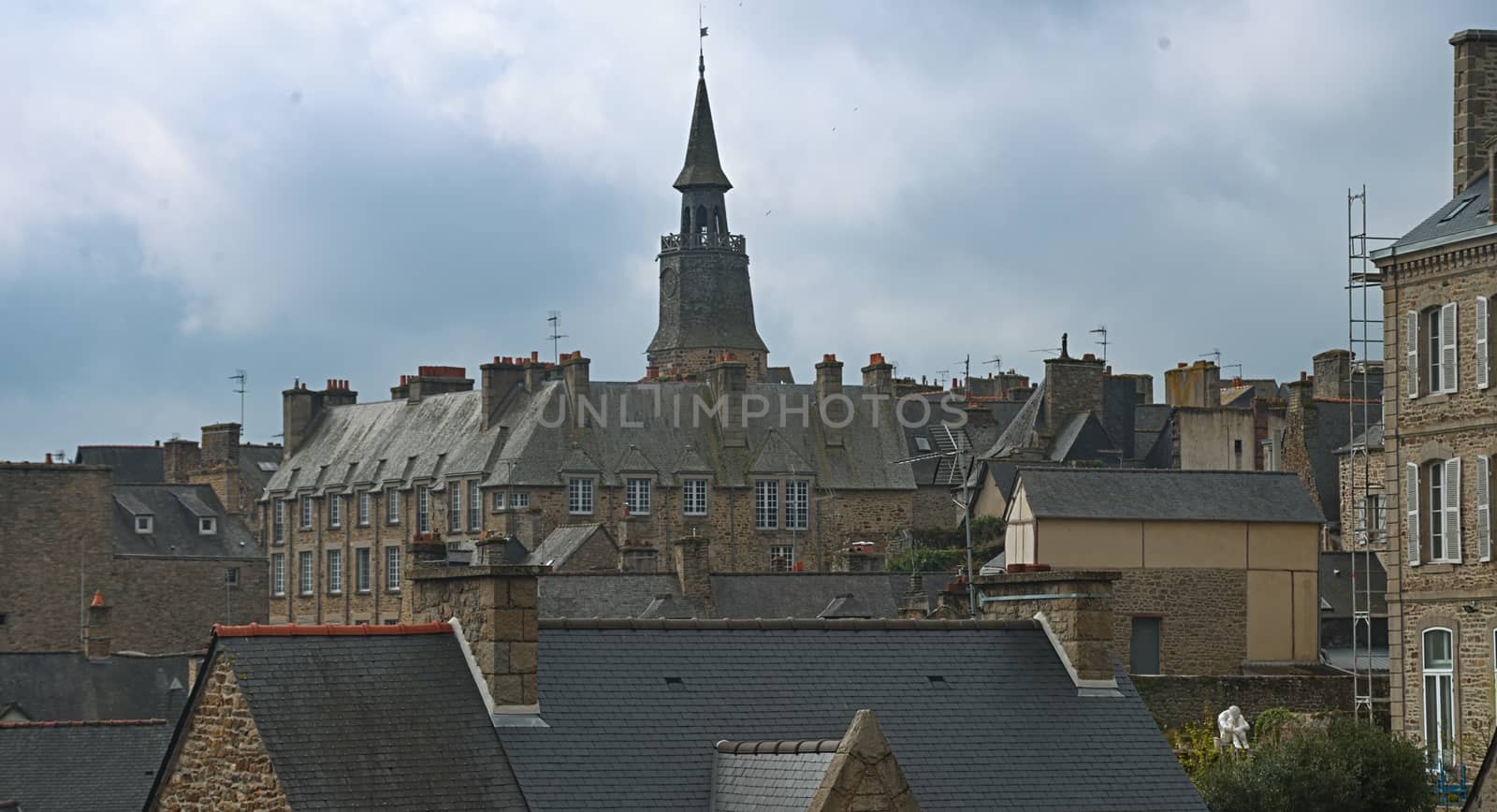 Scenic view from fortress on city of Dinan, France by sheriffkule