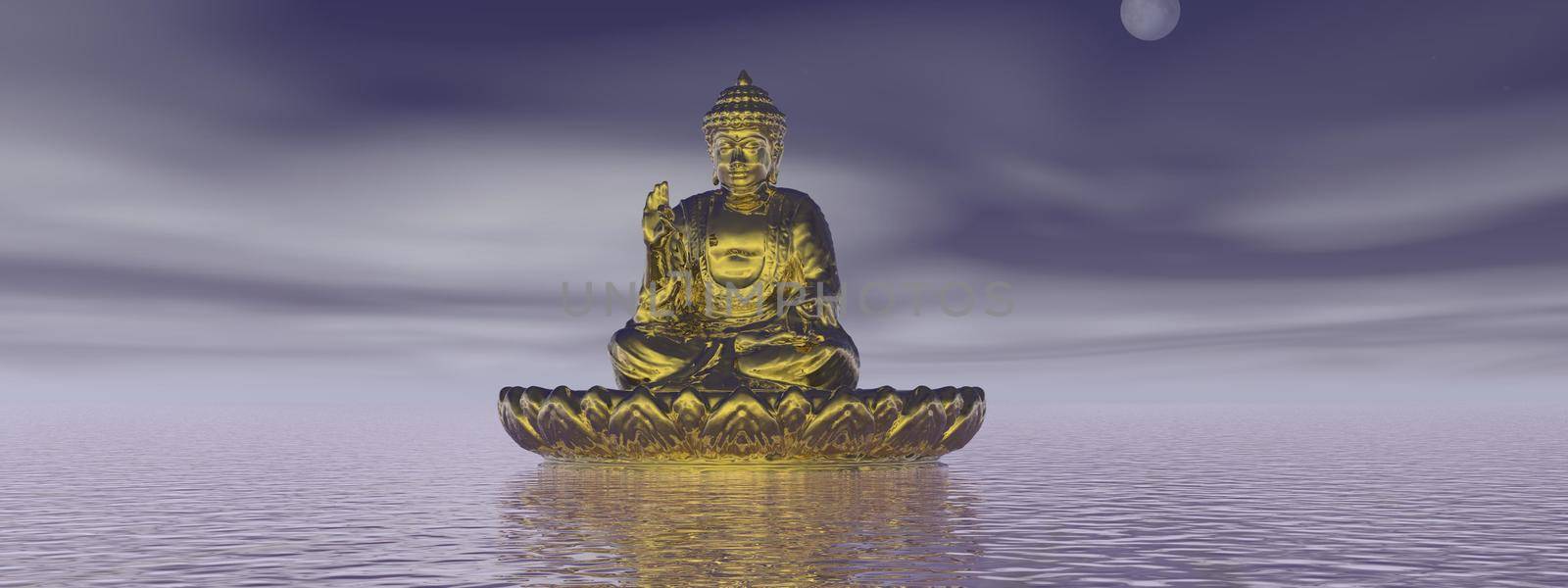 very beautiful zen and buddha landscape and sky - 3d rendering