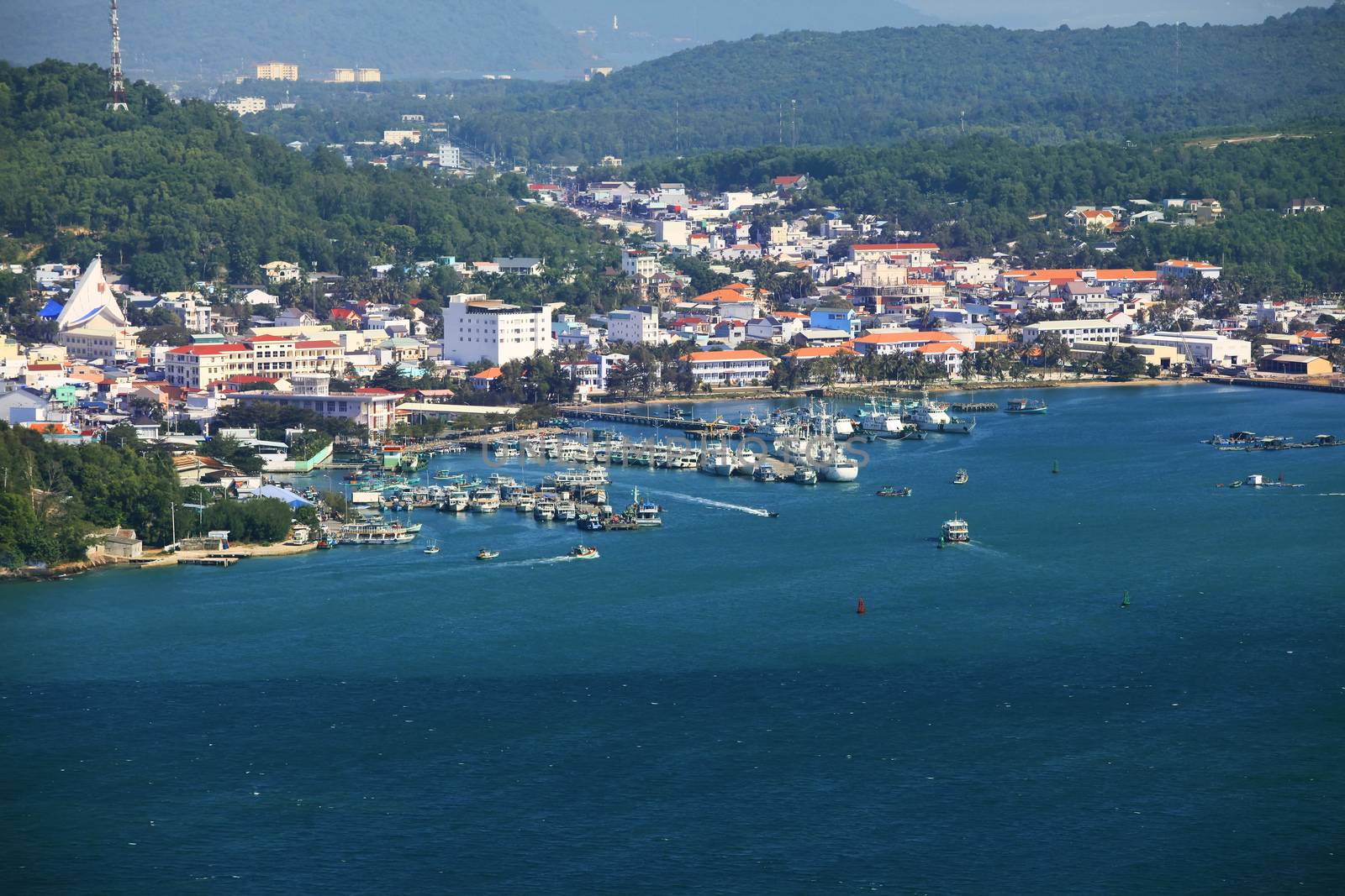 Aerial view of the resort coast of Vietnam, Phu Quoc by friday