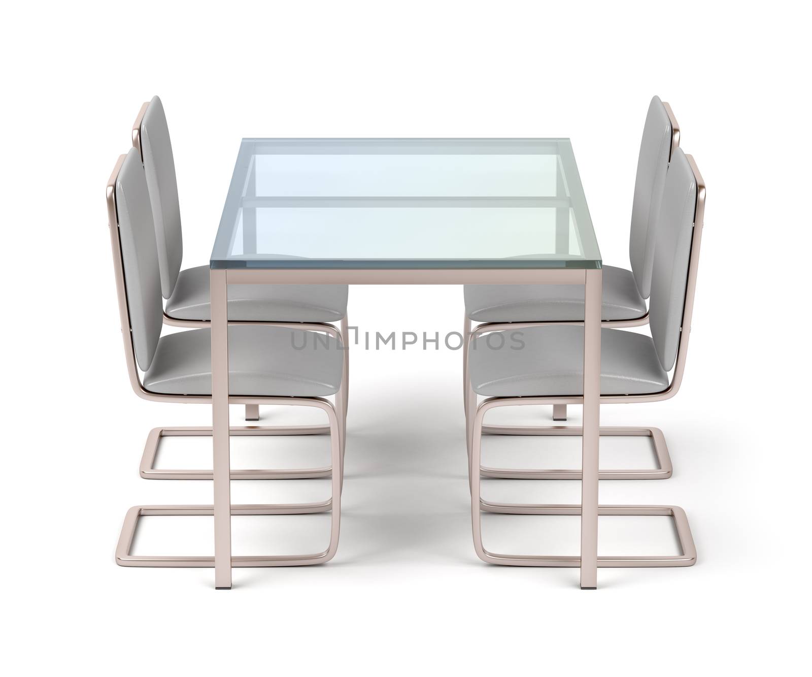 Rose gold dining table and chairs by magraphics