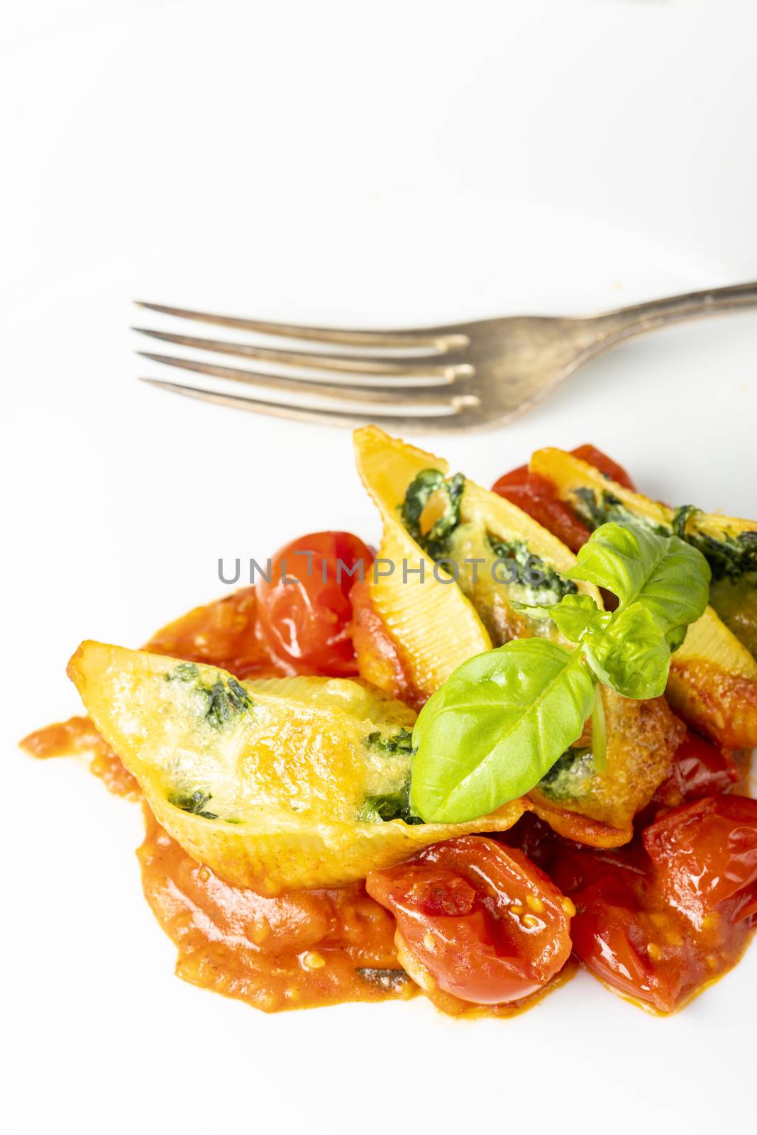 italian conchiglino pasta filled with spinach by bernjuer