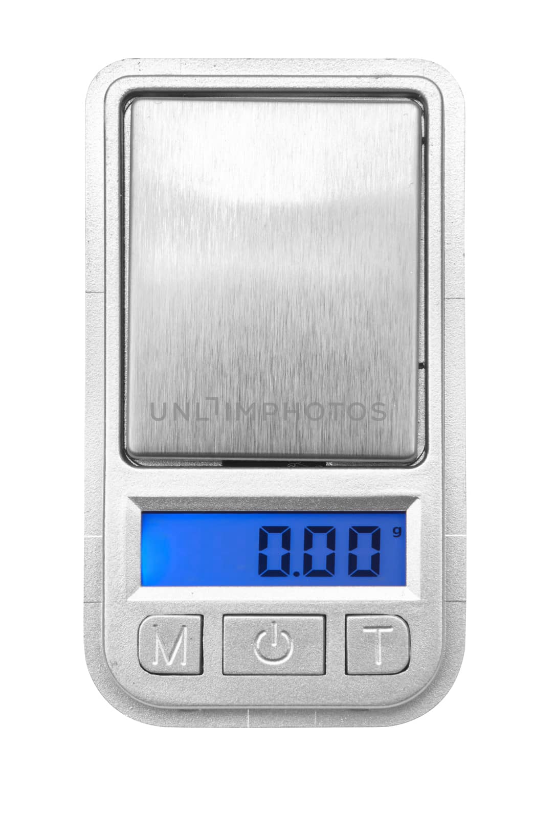 Portable electronic scale isolated on a white background