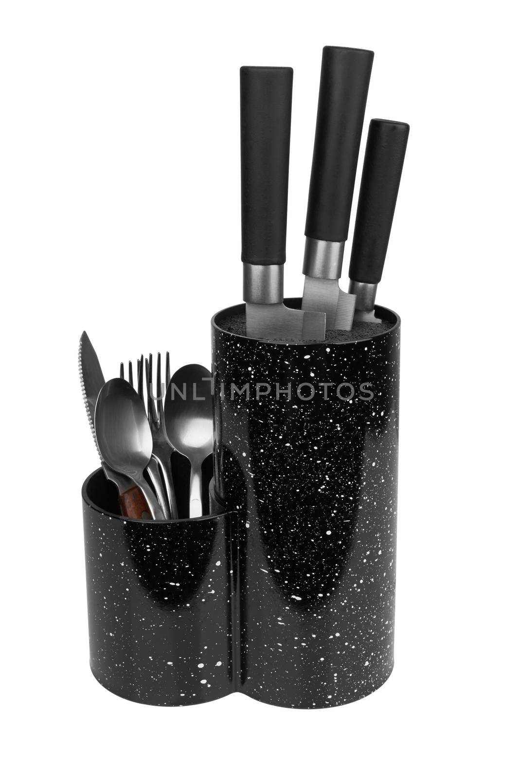 Kitchen knives in a black stand by pioneer111